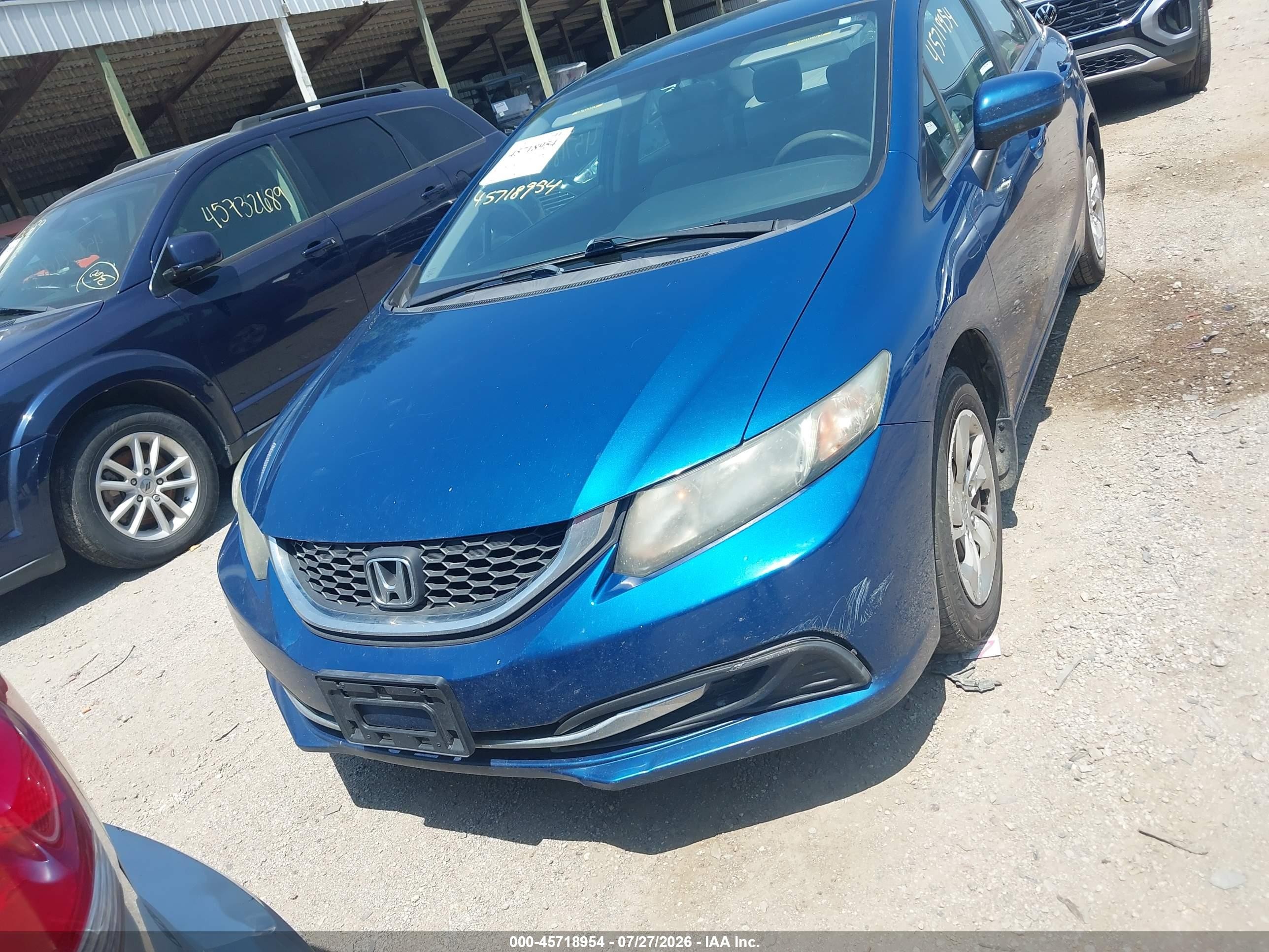2014 Honda Civic Lx Blue vin: 2HGFB2F51EH513443
