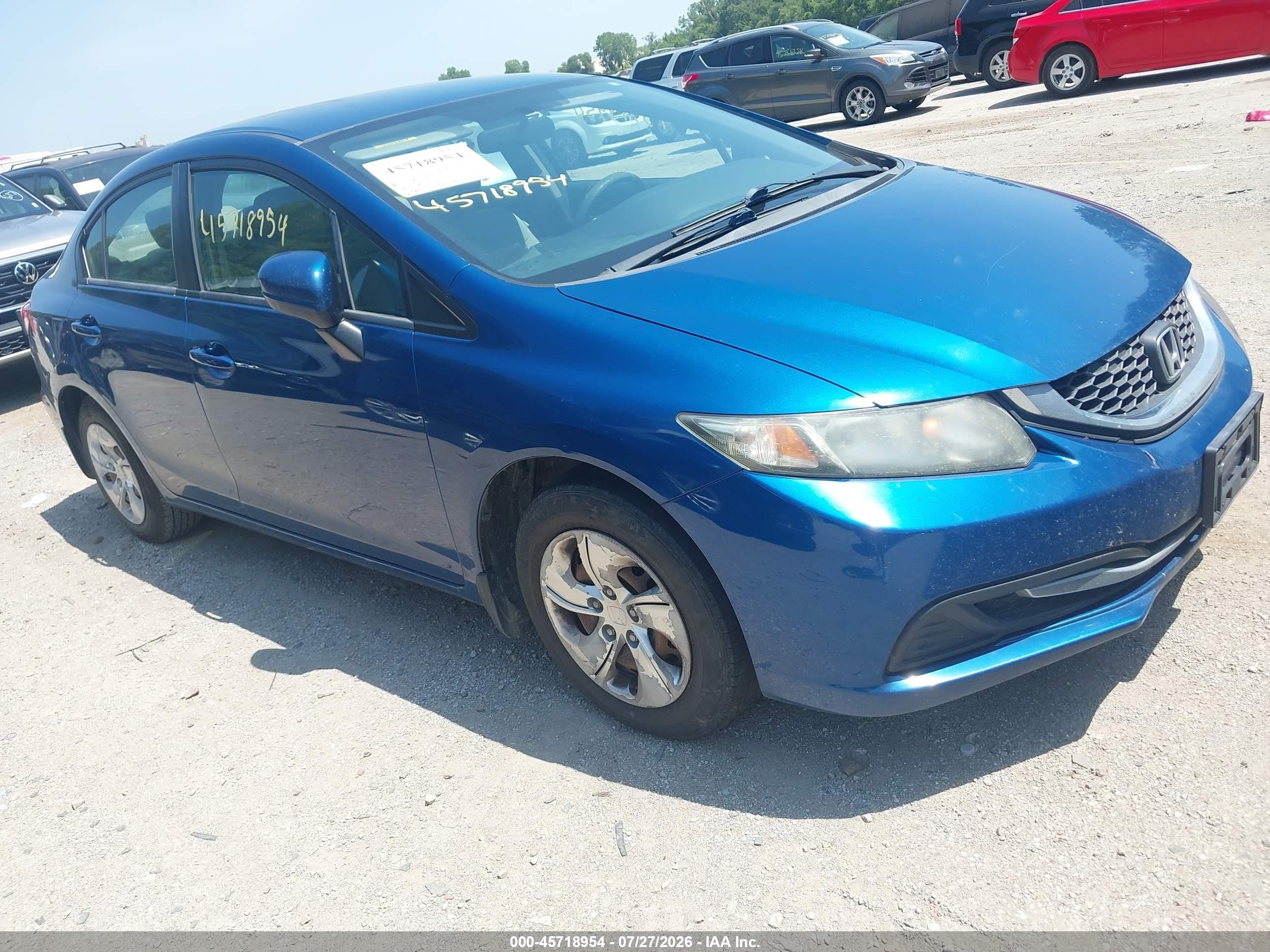 2014 Honda Civic Lx Blue vin: 2HGFB2F51EH513443