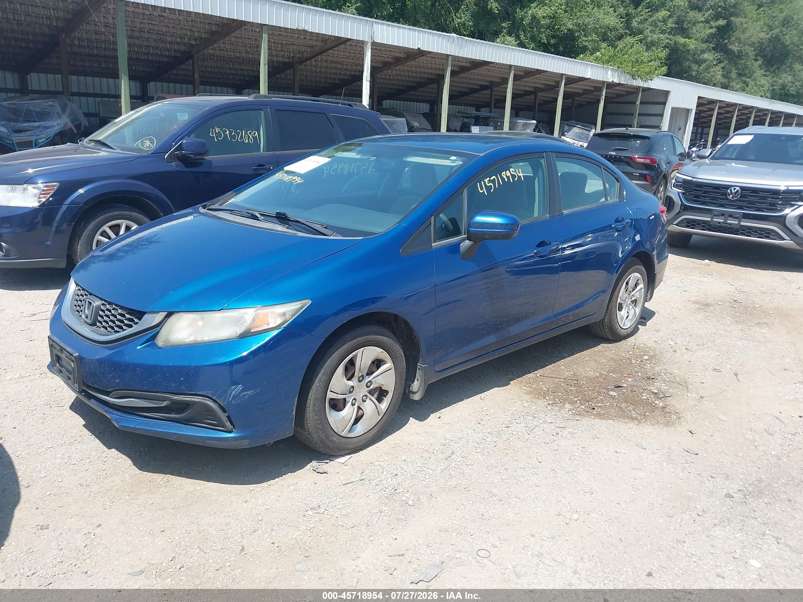2014 Honda Civic Lx Blue vin: 2HGFB2F51EH513443
