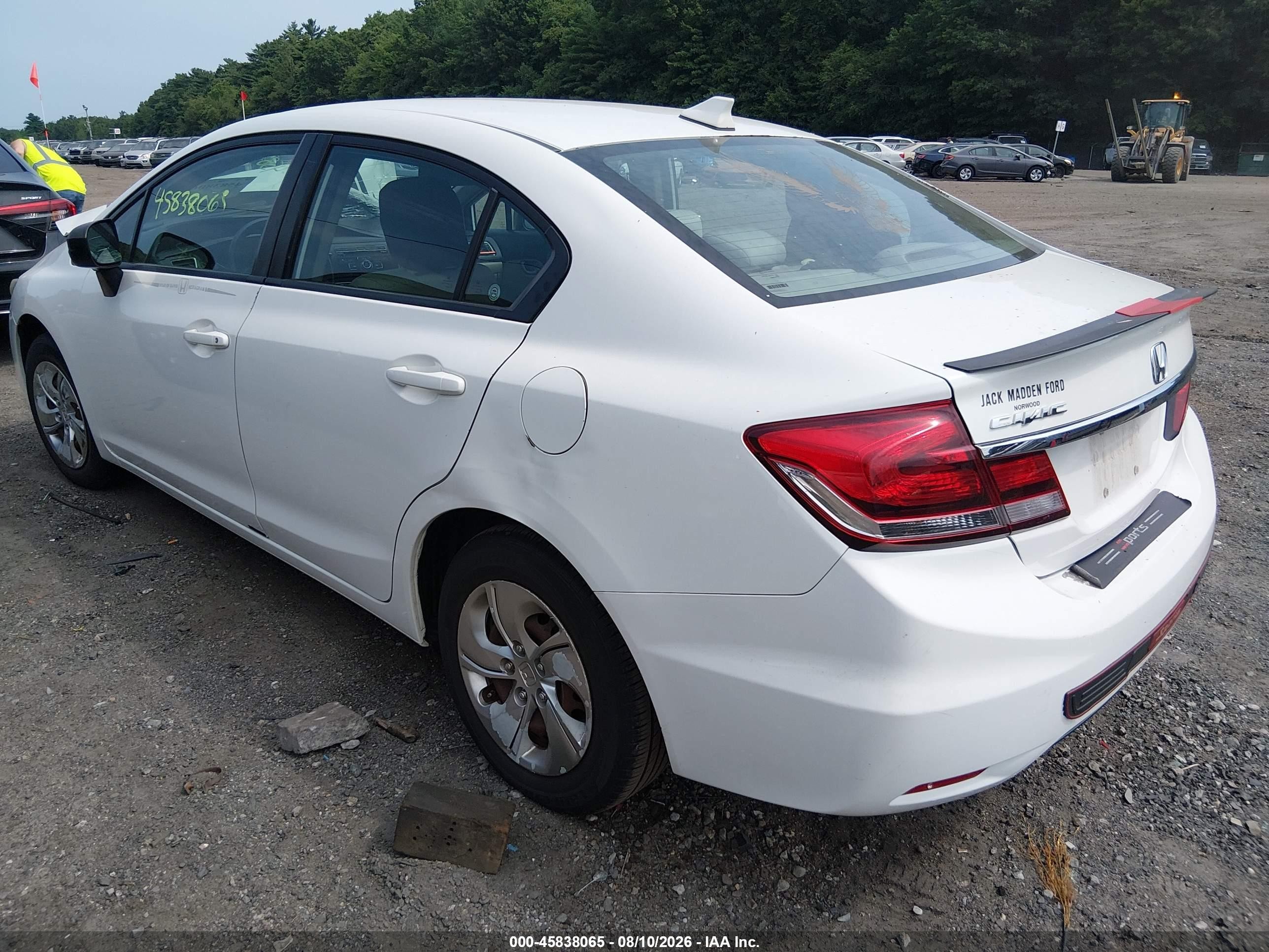 2014 Honda Civic Lx White vin: 2HGFB2F51EH540139