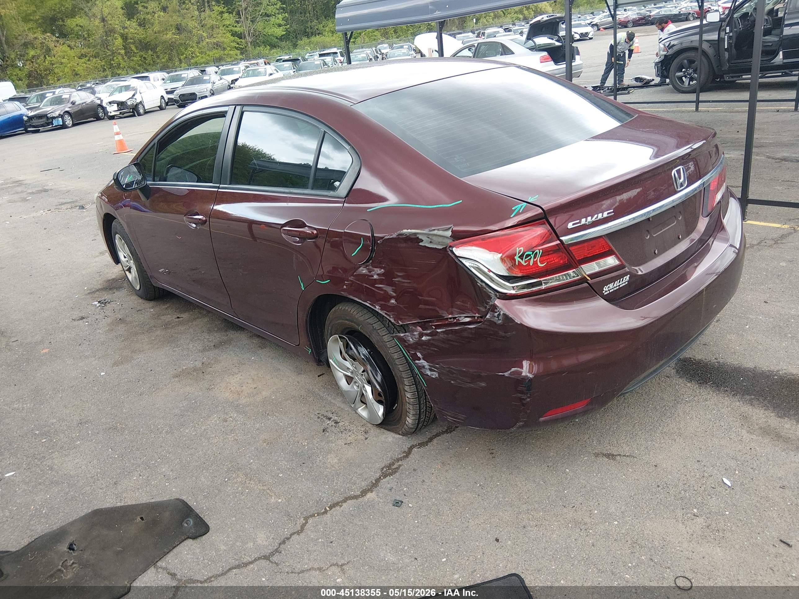 2014 Honda Civic Lx Burgundy vin: 2HGFB2F51EH543106