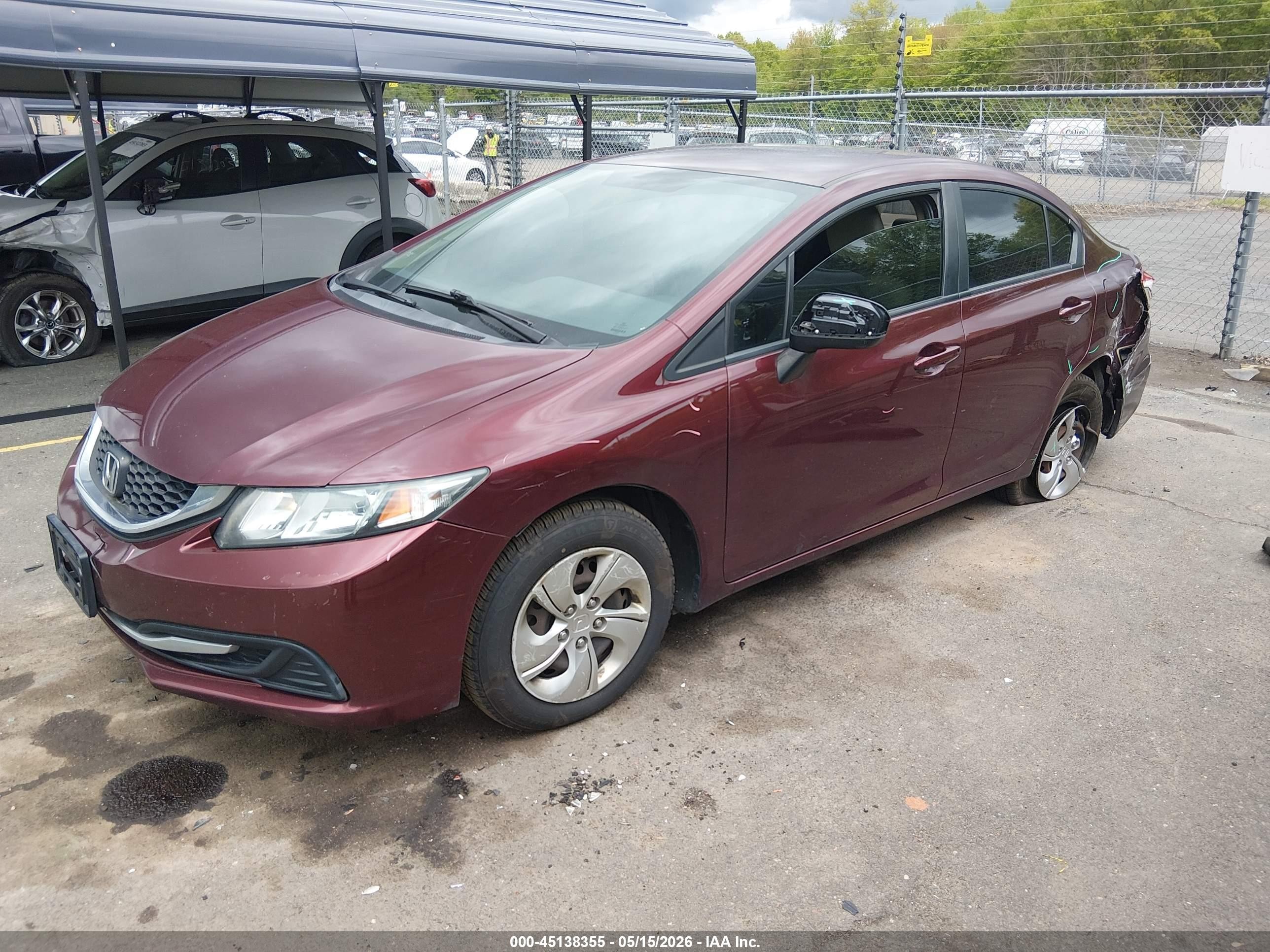 2014 Honda Civic Lx Burgundy vin: 2HGFB2F51EH543106