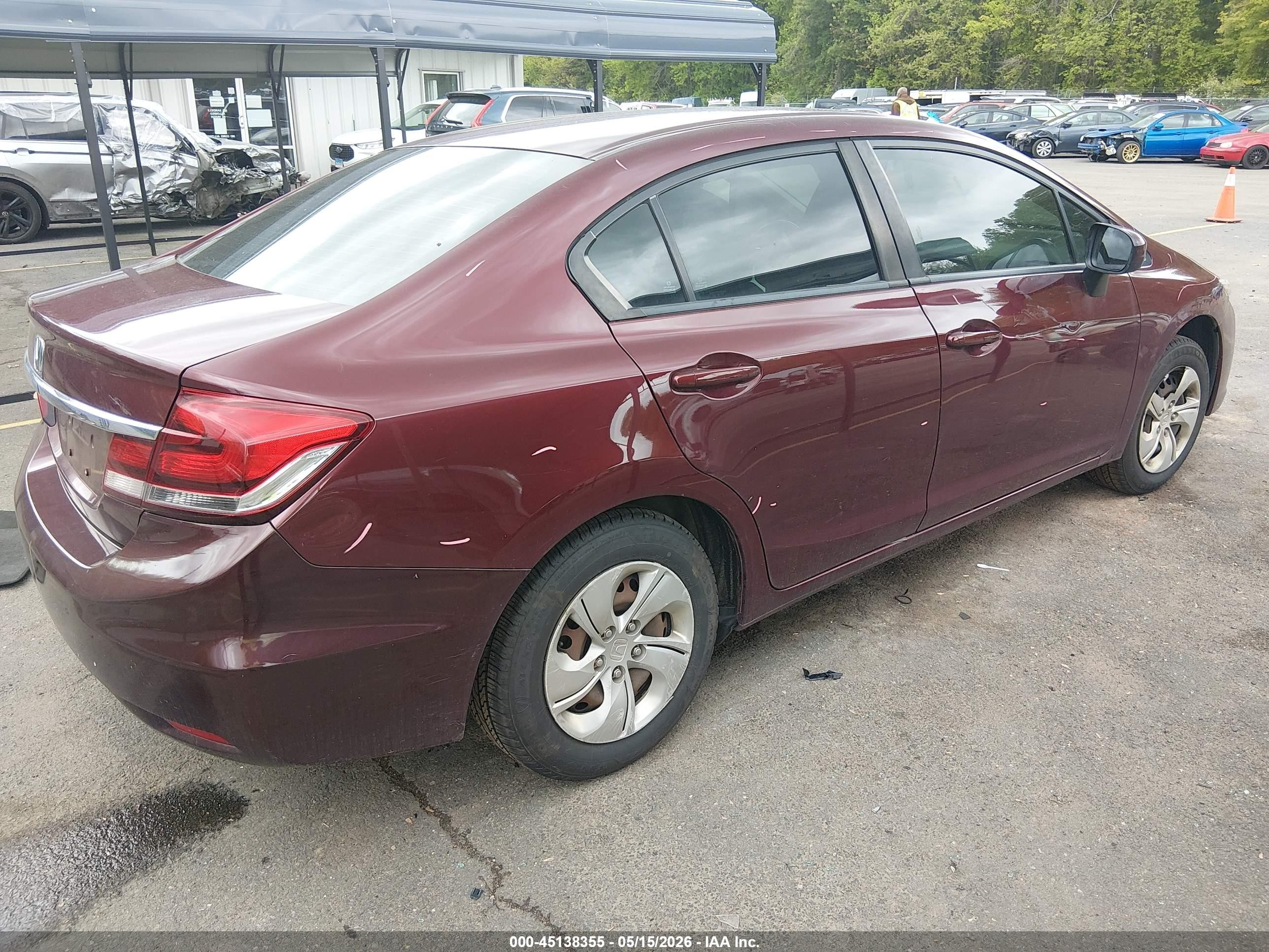 2014 Honda Civic Lx Burgundy vin: 2HGFB2F51EH543106