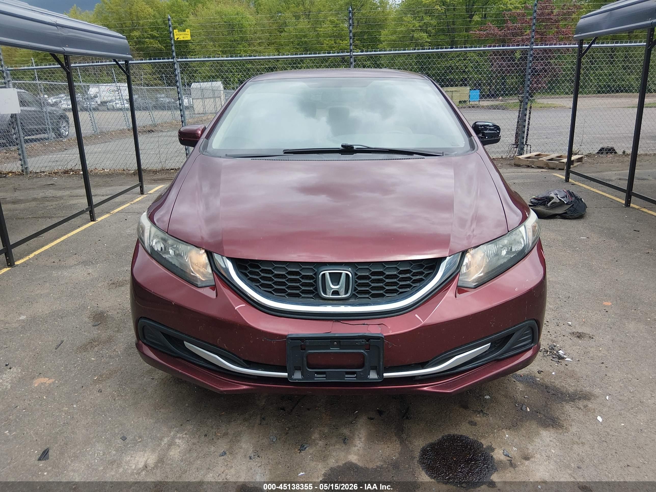 2014 Honda Civic Lx Burgundy vin: 2HGFB2F51EH543106