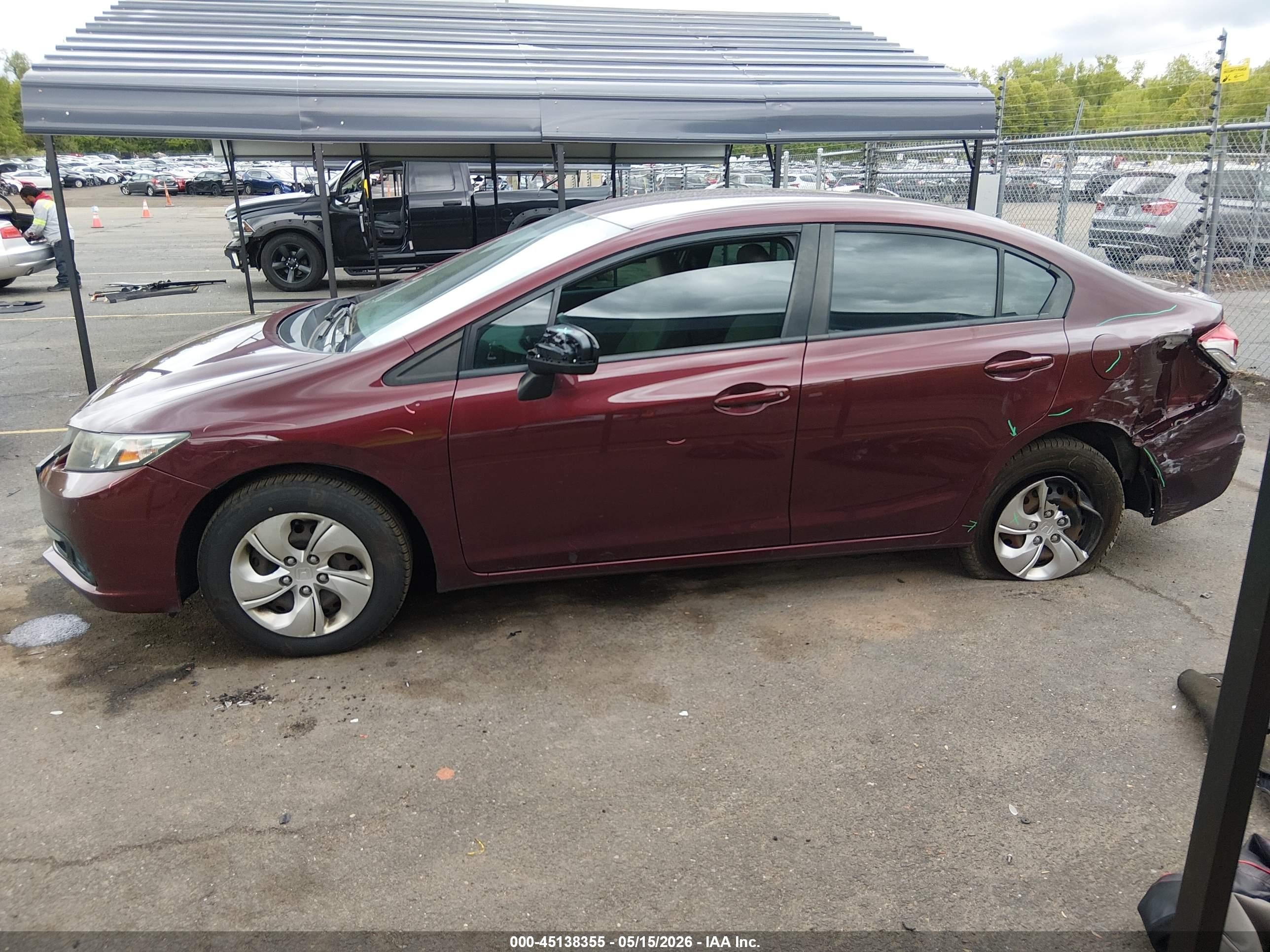 2014 Honda Civic Lx Burgundy vin: 2HGFB2F51EH543106