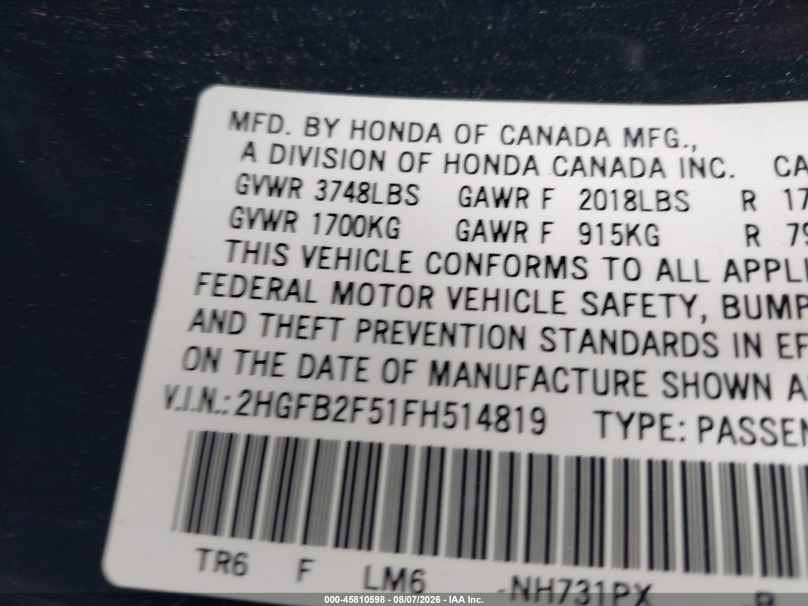 2015 Honda Civic Lx Black vin: 2HGFB2F51FH514819