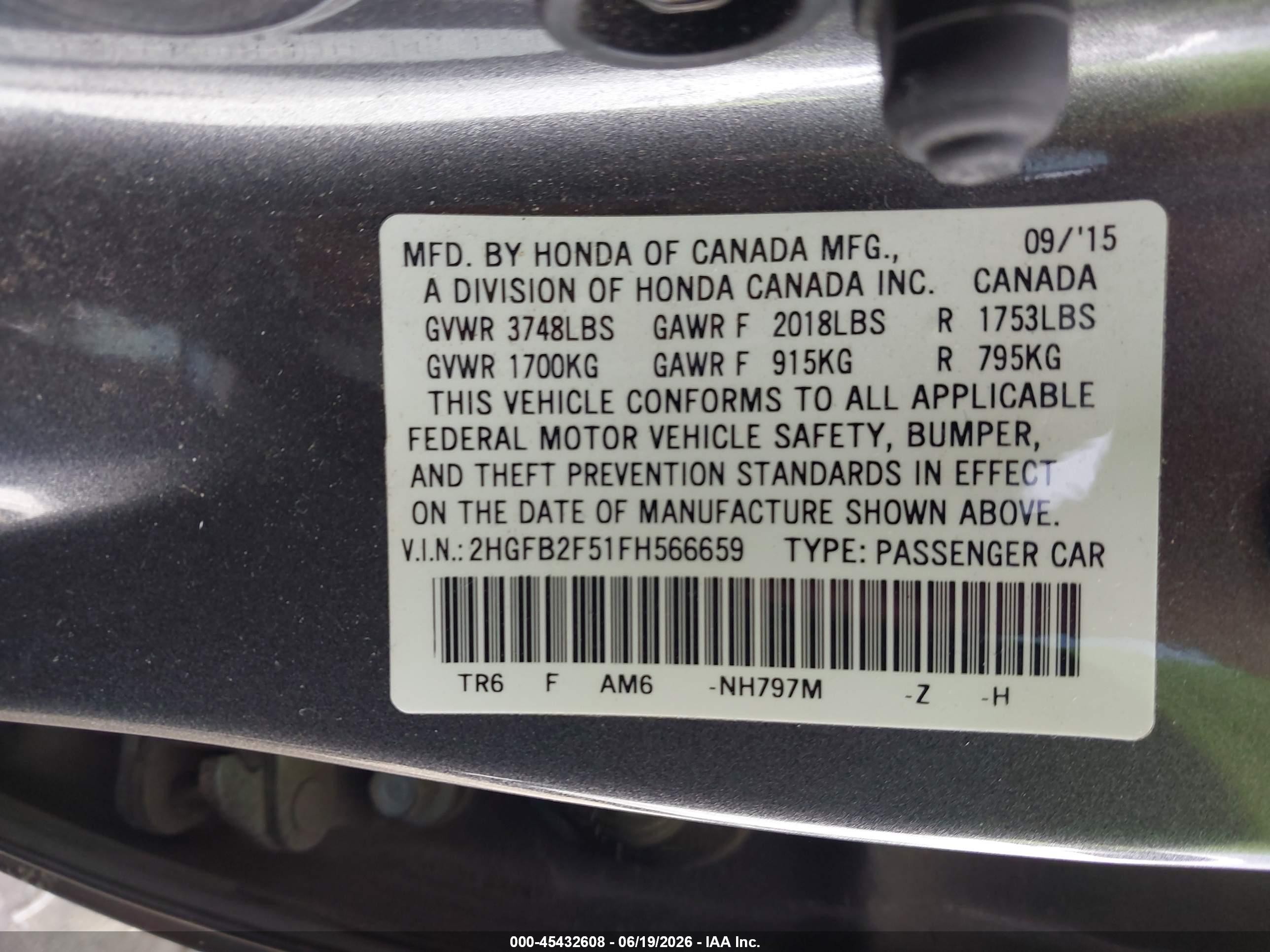 2015 Honda Civic Lx Серебряный vin: 2HGFB2F51FH566659
