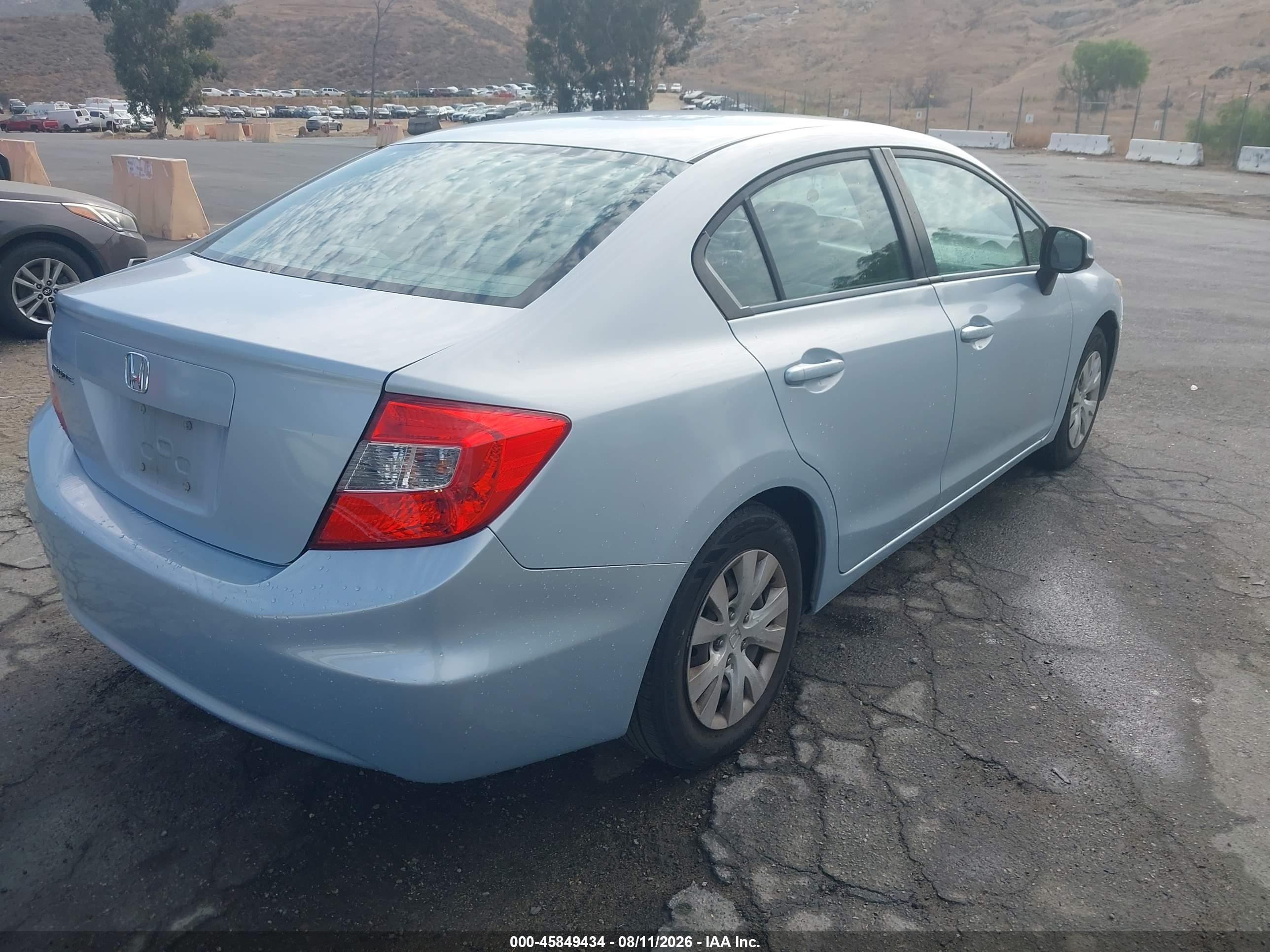 2012 Honda Civic Lx Blue vin: 2HGFB2F52CH509916