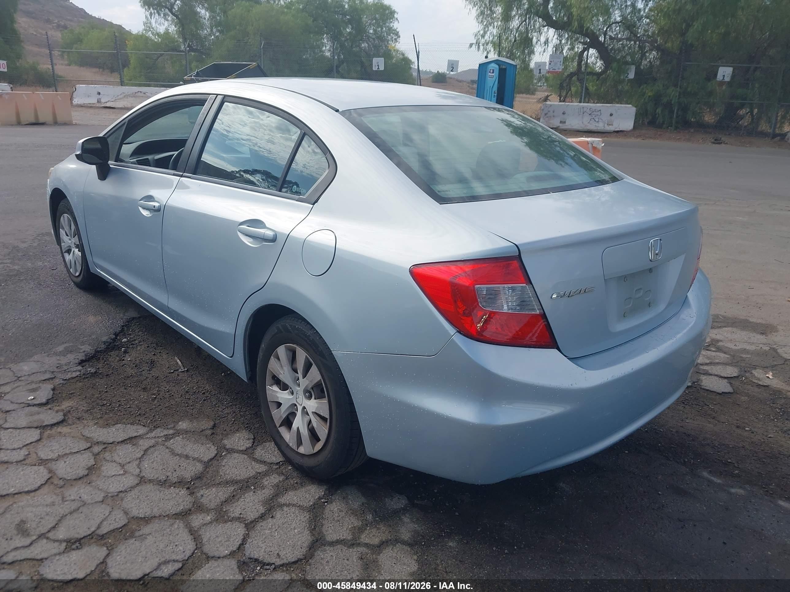 2012 Honda Civic Lx Blue vin: 2HGFB2F52CH509916