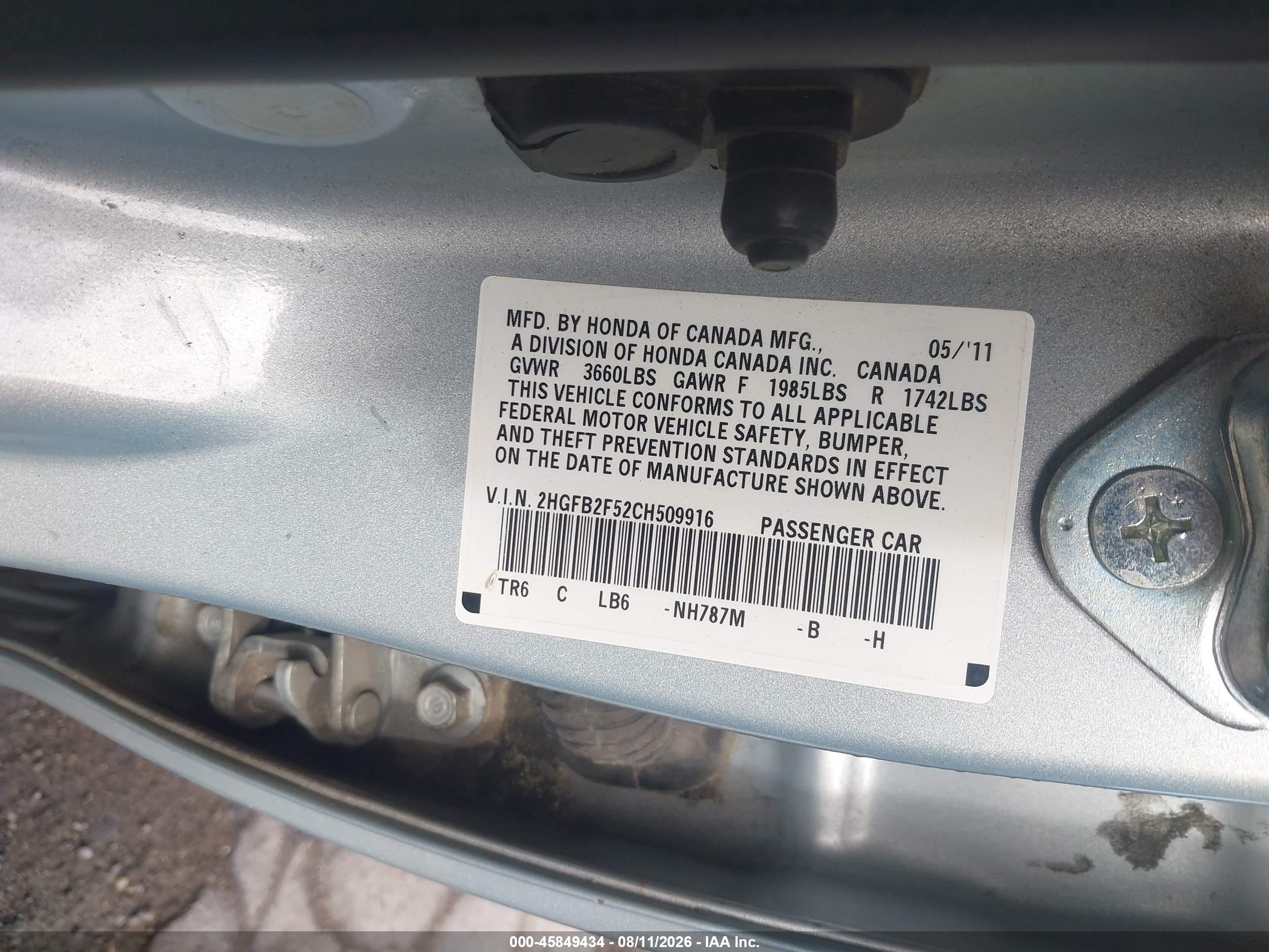 2012 Honda Civic Lx Blue vin: 2HGFB2F52CH509916