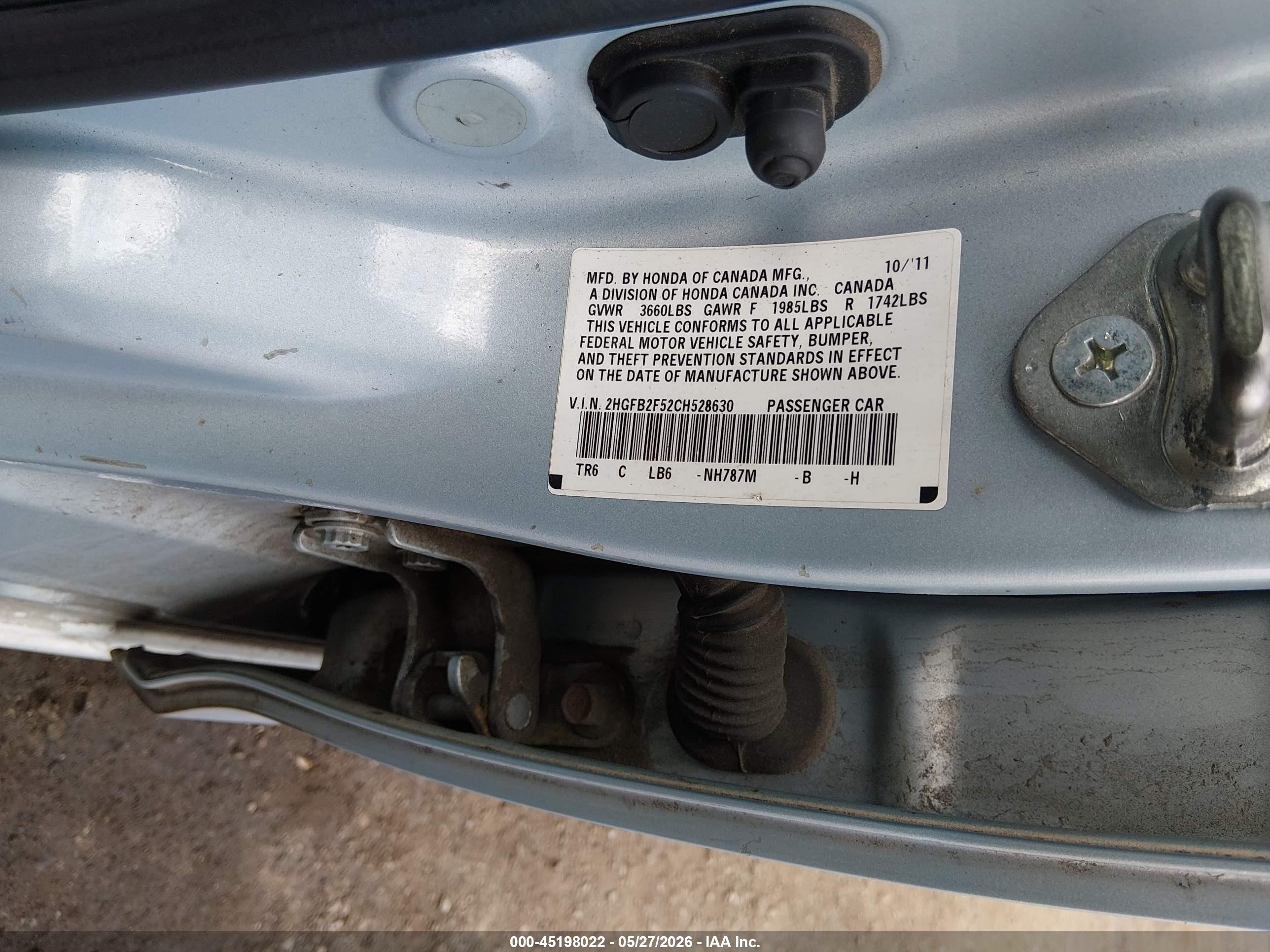 2012 Honda Civic Lx Navy vin: 2HGFB2F52CH528630