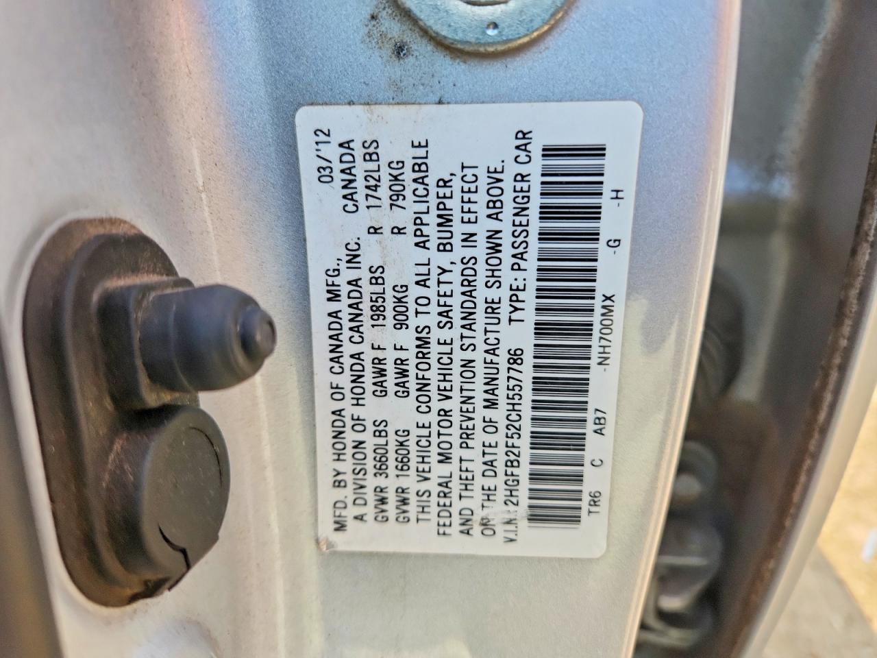 2012 Honda Civic Lx Silver vin: 2HGFB2F52CH557786