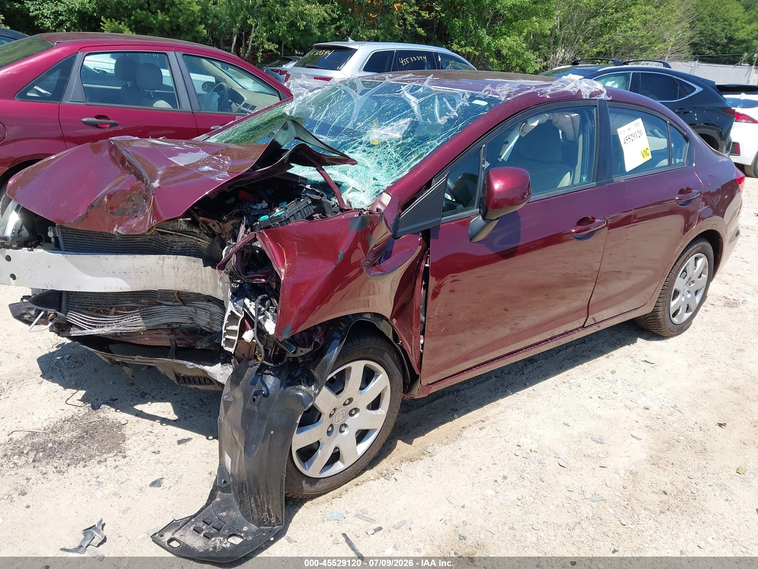 2012 Honda Civic Lx Burgundy vin: 2HGFB2F52CH559635