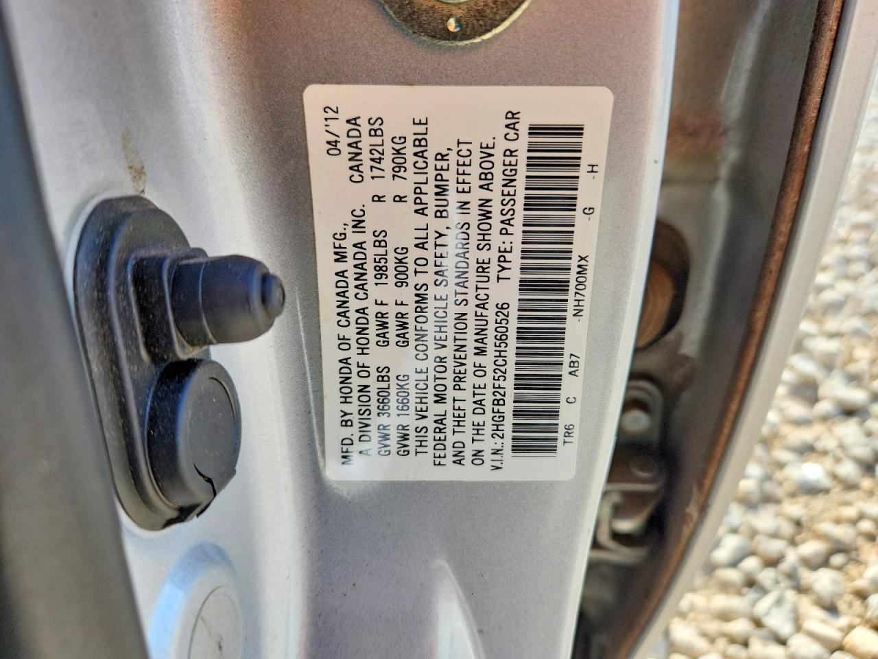 2012 Honda Civic Lx Silver vin: 2HGFB2F52CH560526