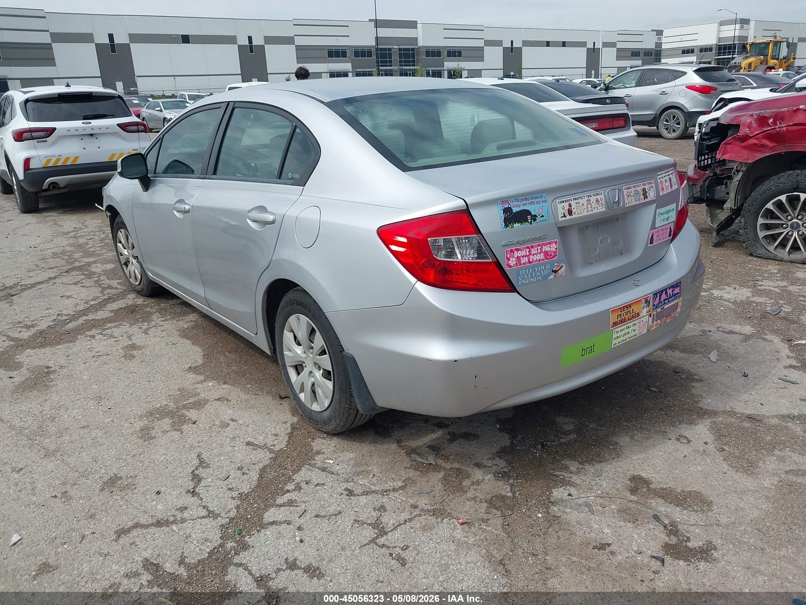2012 Honda Civic Lx Silver vin: 2HGFB2F52CH563281