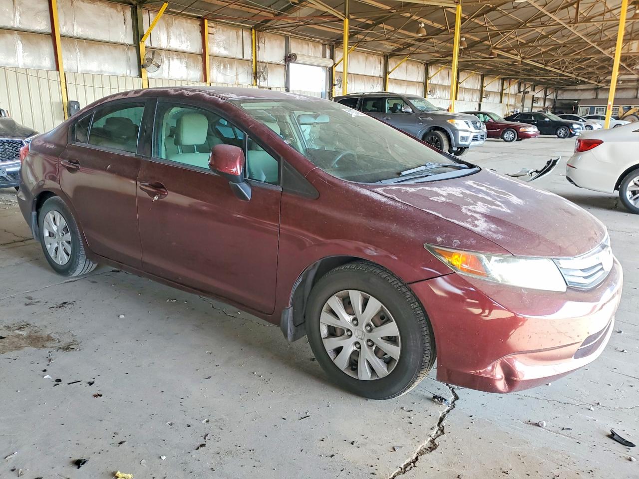 2012 Honda Civic Lx Burgundy vin: 2HGFB2F52CH579416