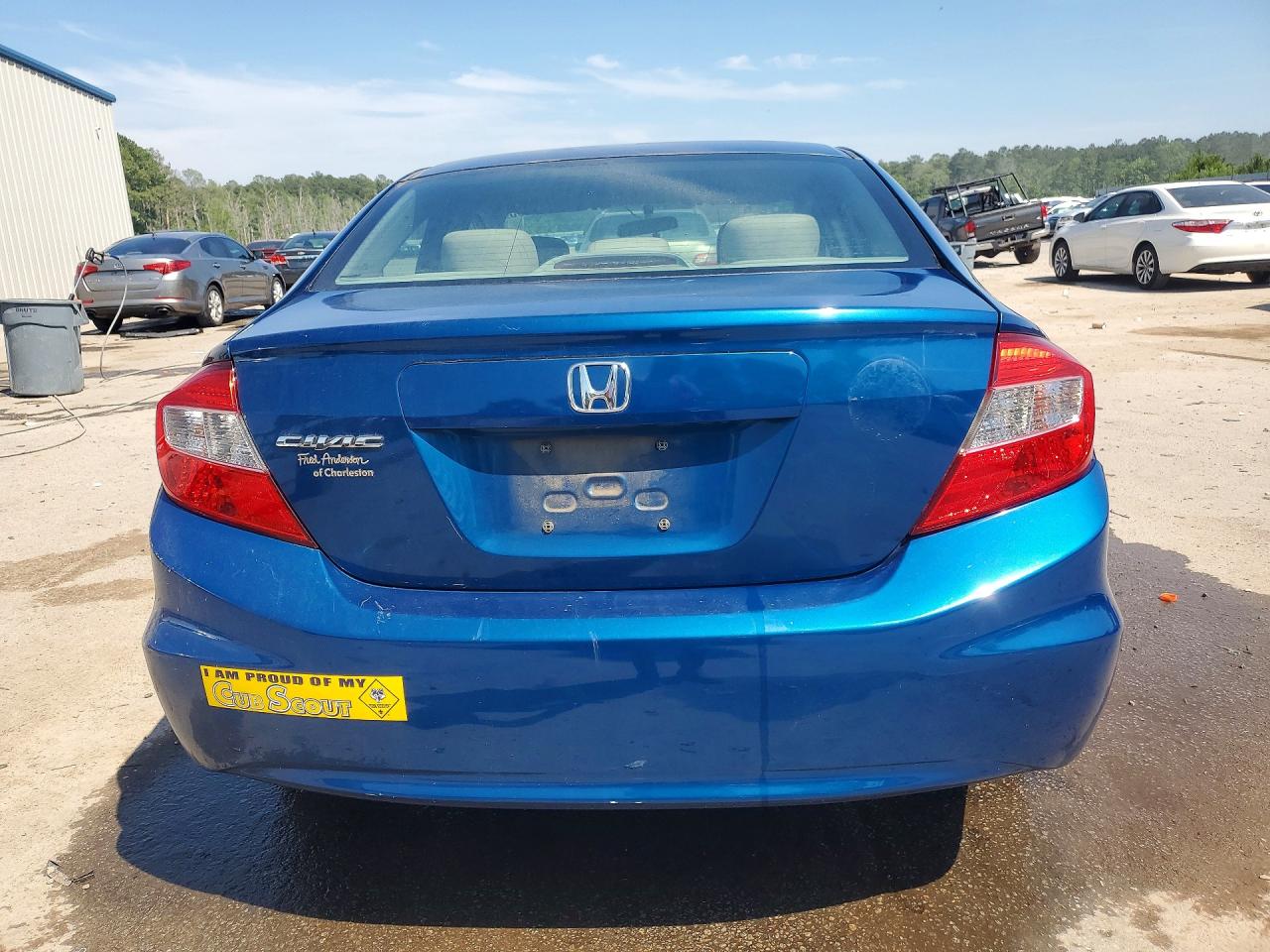 2012 Honda Civic Lx Blue vin: 2HGFB2F52CH580355