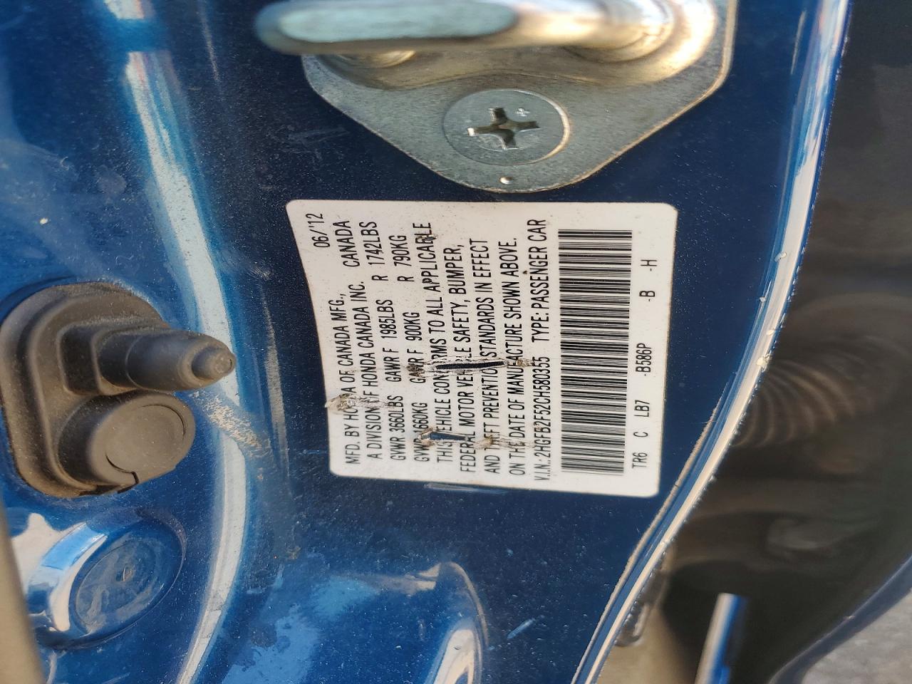 2012 Honda Civic Lx Blue vin: 2HGFB2F52CH580355