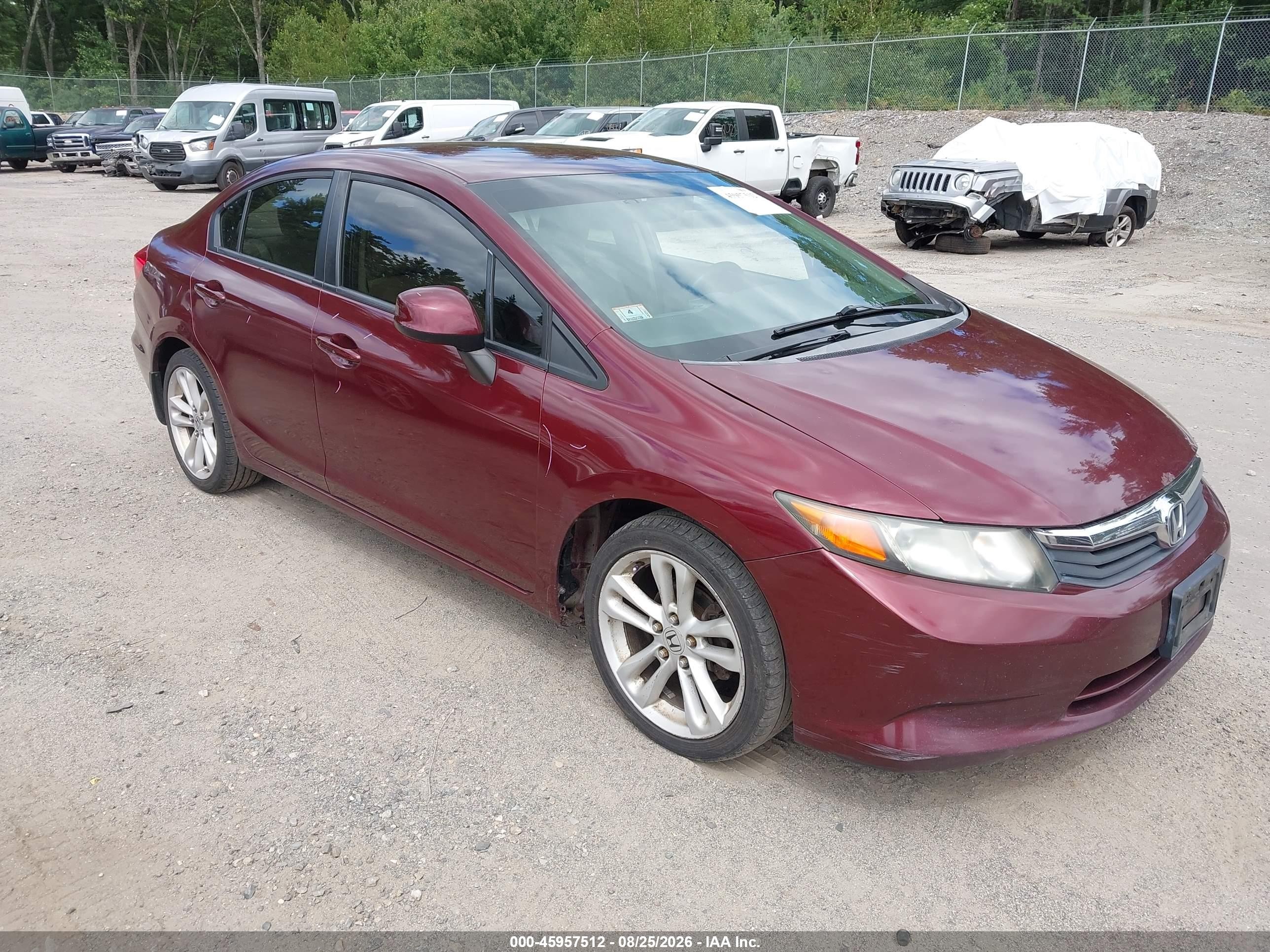 2012 Honda Civic Lx Red vin: 2HGFB2F52CH589265