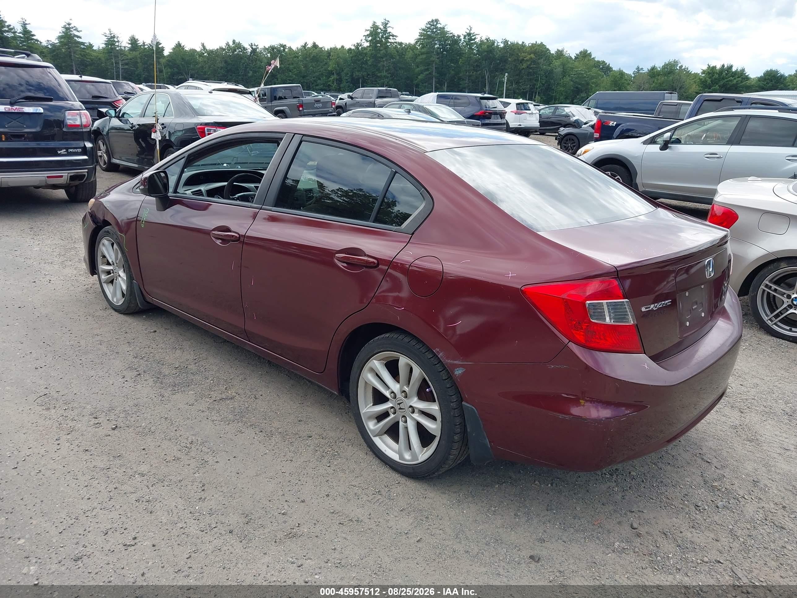2012 Honda Civic Lx Red vin: 2HGFB2F52CH589265