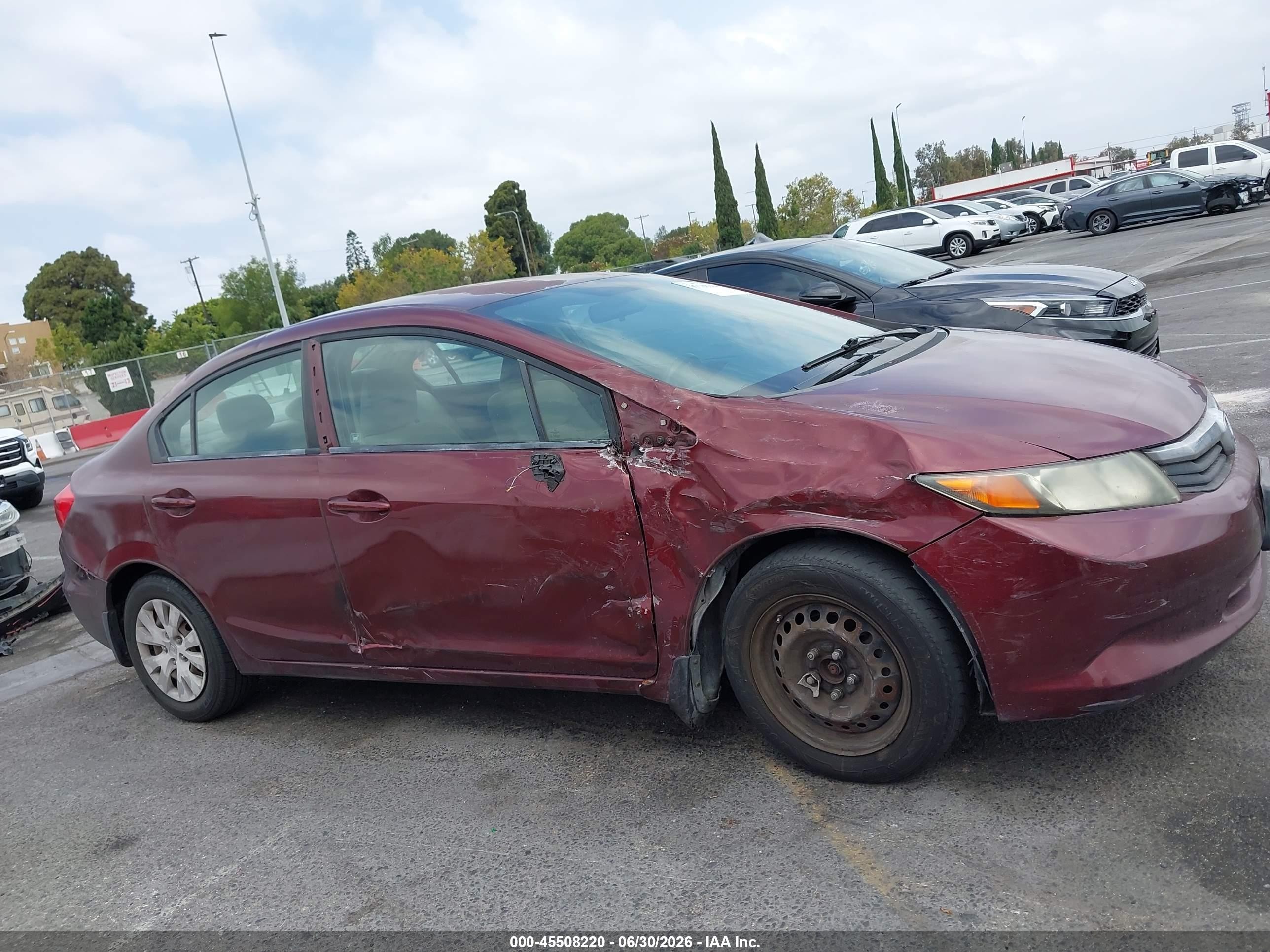 2012 Honda Civic Lx Burgundy vin: 2HGFB2F52CH600250