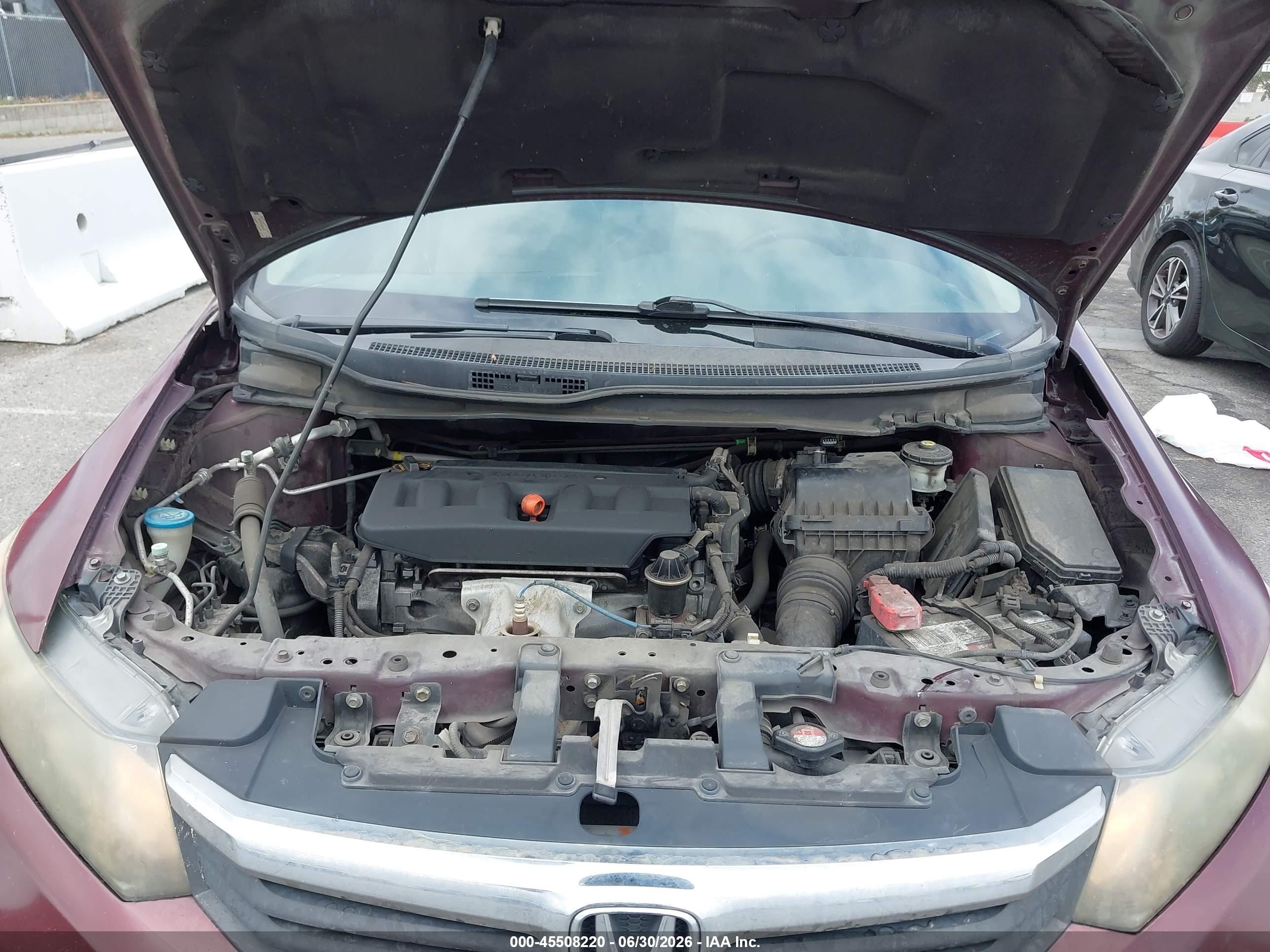 2012 Honda Civic Lx Burgundy vin: 2HGFB2F52CH600250