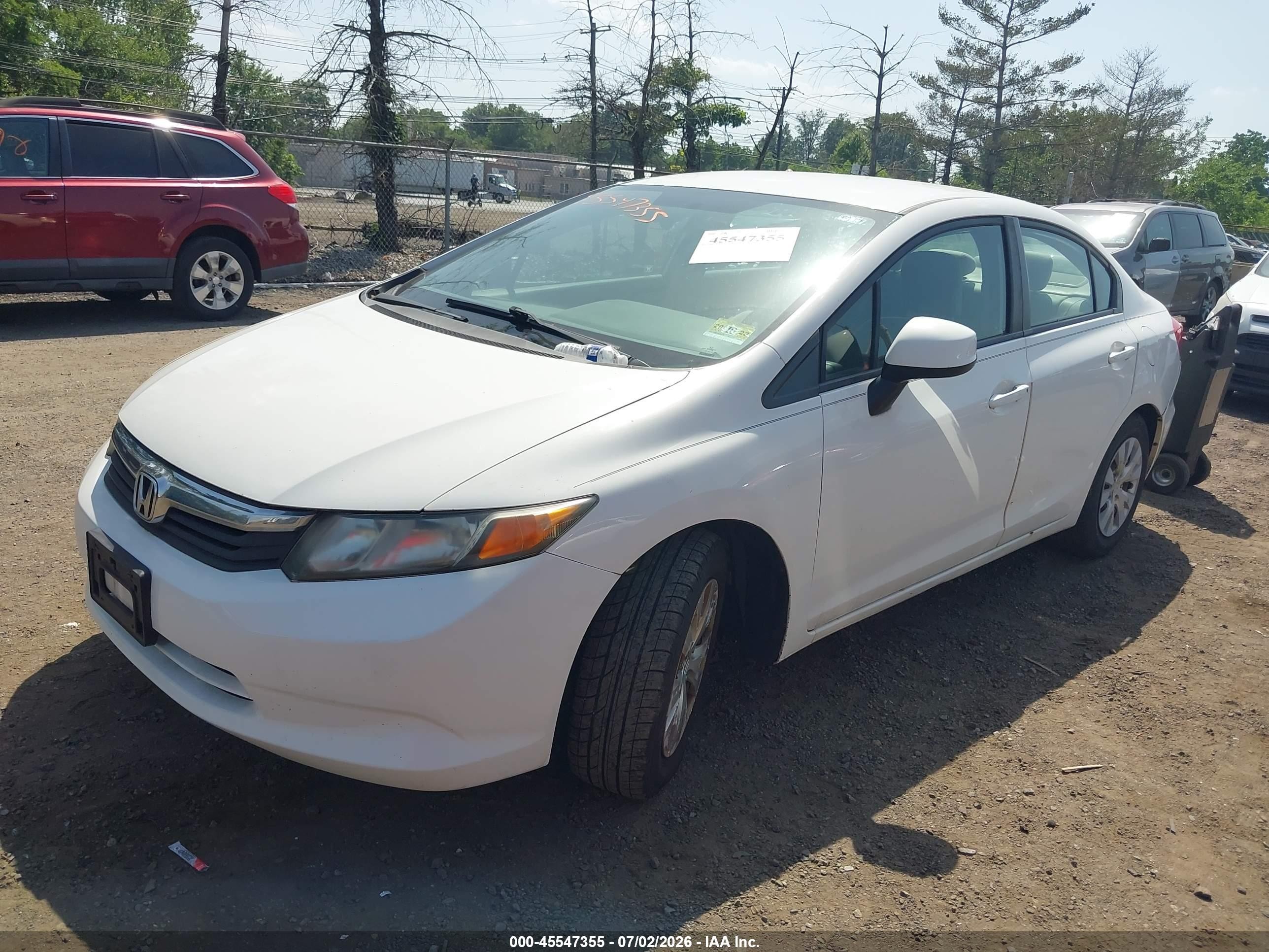 2012 Honda Civic Lx White vin: 2HGFB2F52CH602919