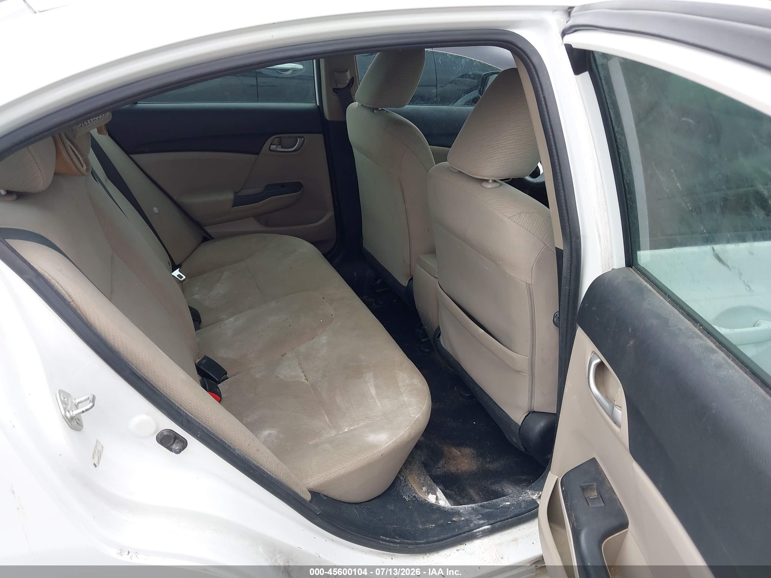 2013 Honda Civic Lx White vin: 2HGFB2F52DH301374