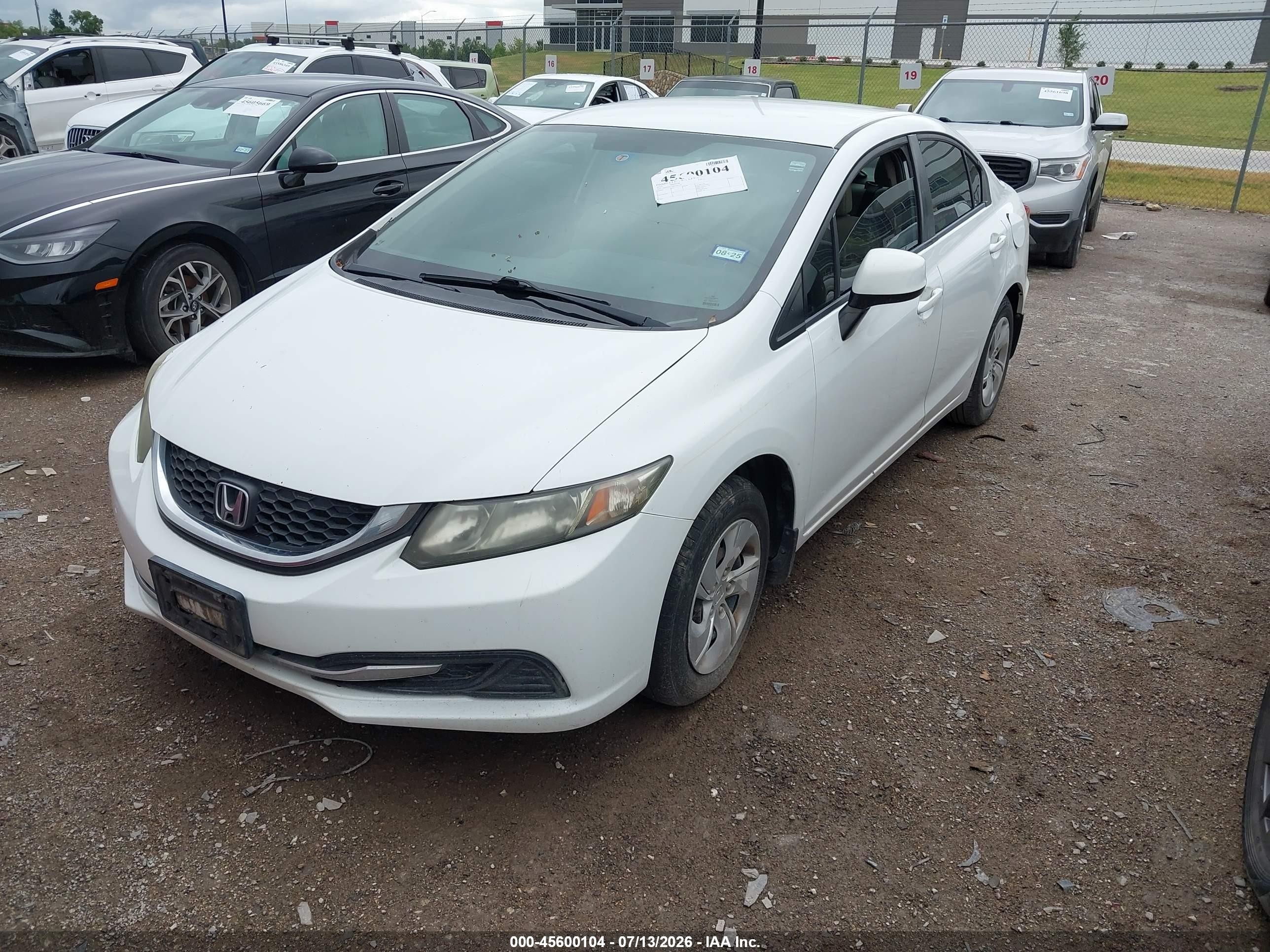 2013 Honda Civic Lx White vin: 2HGFB2F52DH301374