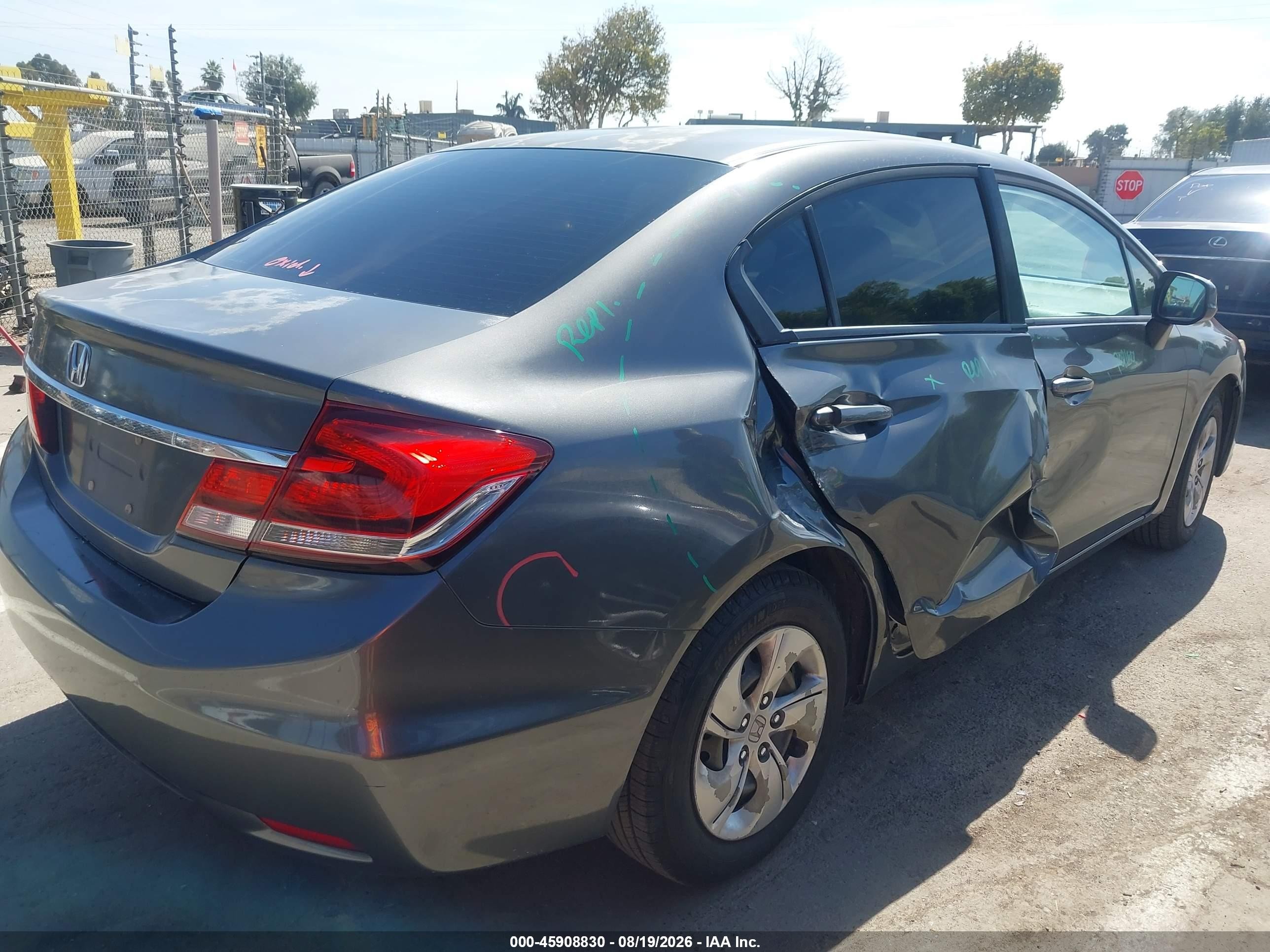 2013 Honda Civic Lx Серый vin: 2HGFB2F52DH504491