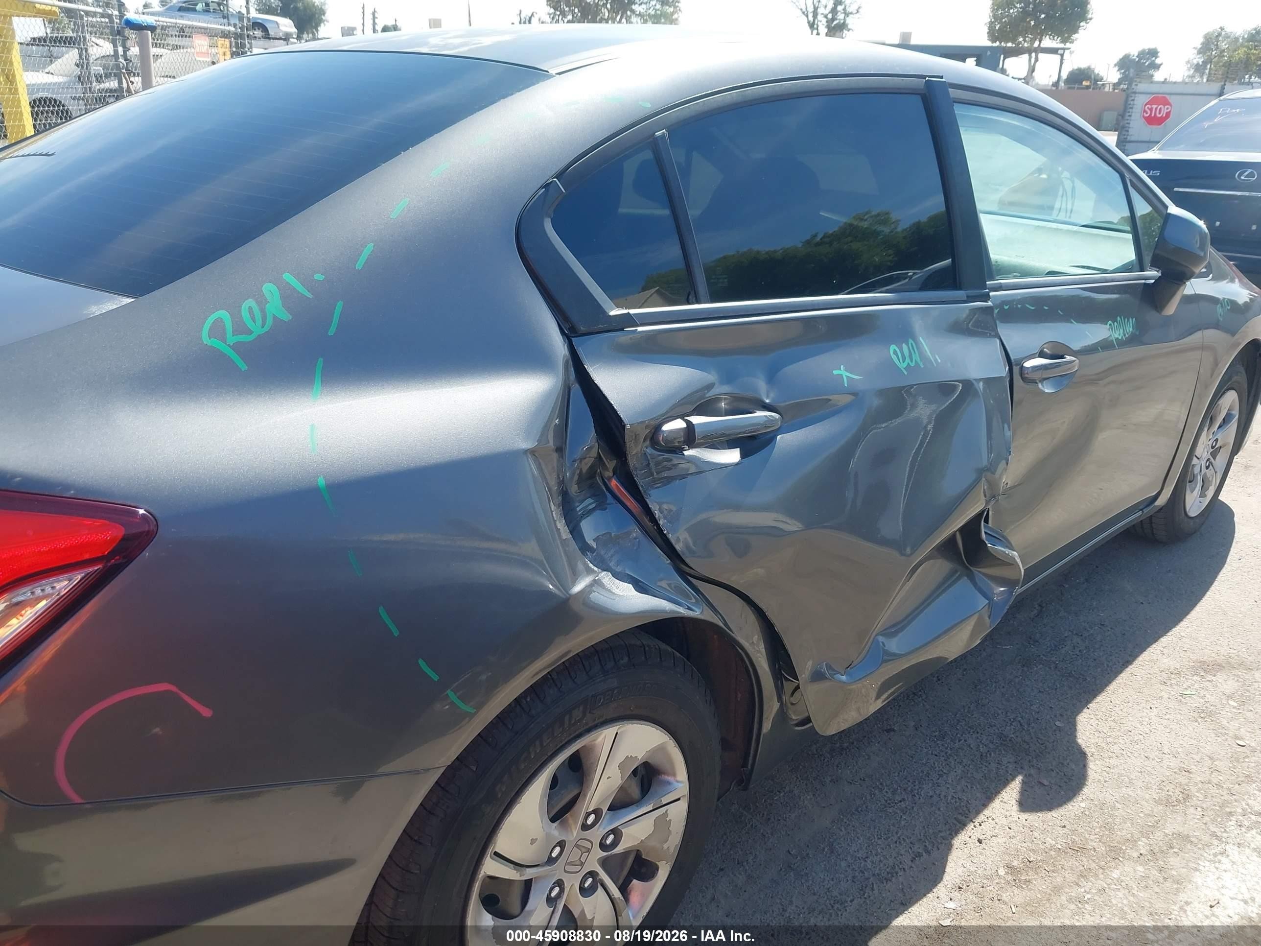 2013 Honda Civic Lx Серый vin: 2HGFB2F52DH504491