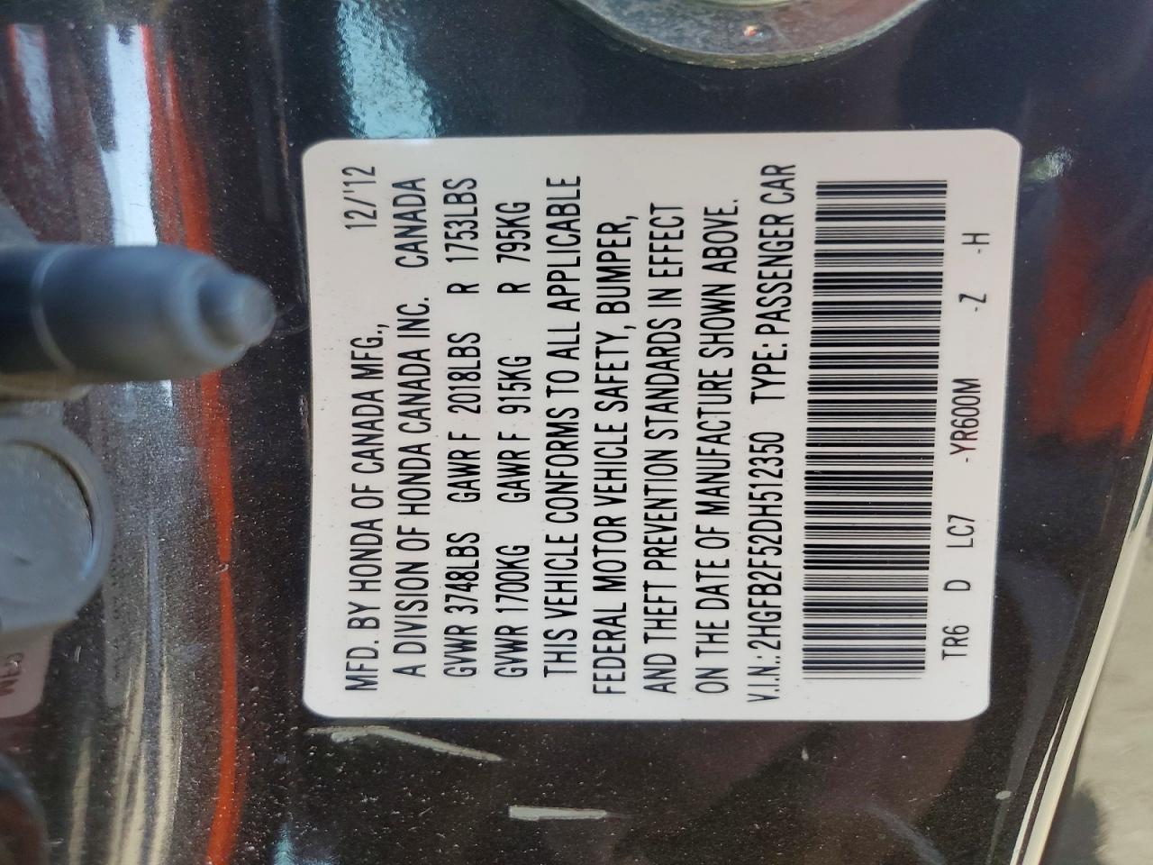2013 Honda Civic Brown vin: 2HGFB2F52DH512350