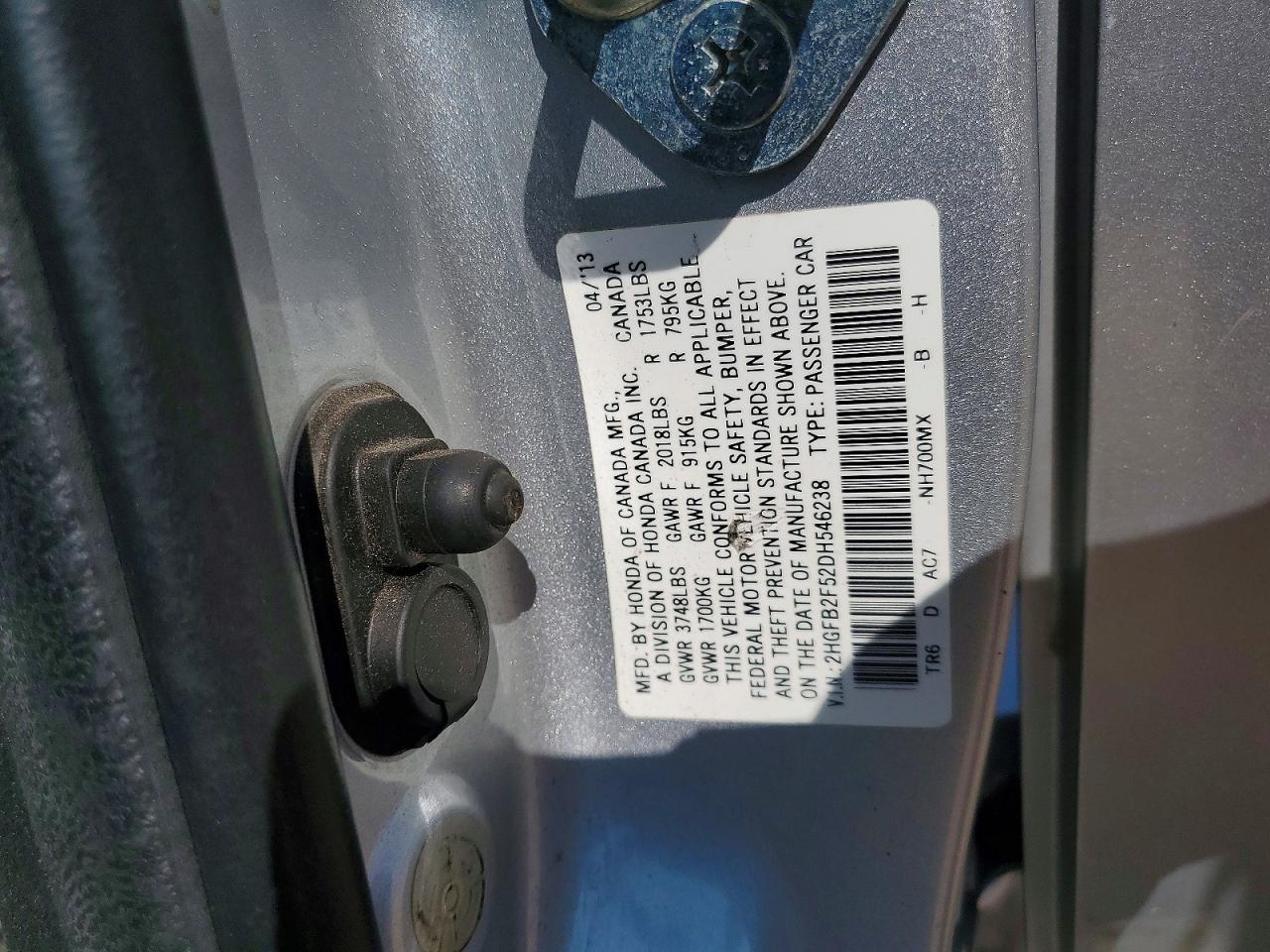 2013 Honda Civic Lx Silver vin: 2HGFB2F52DH546238