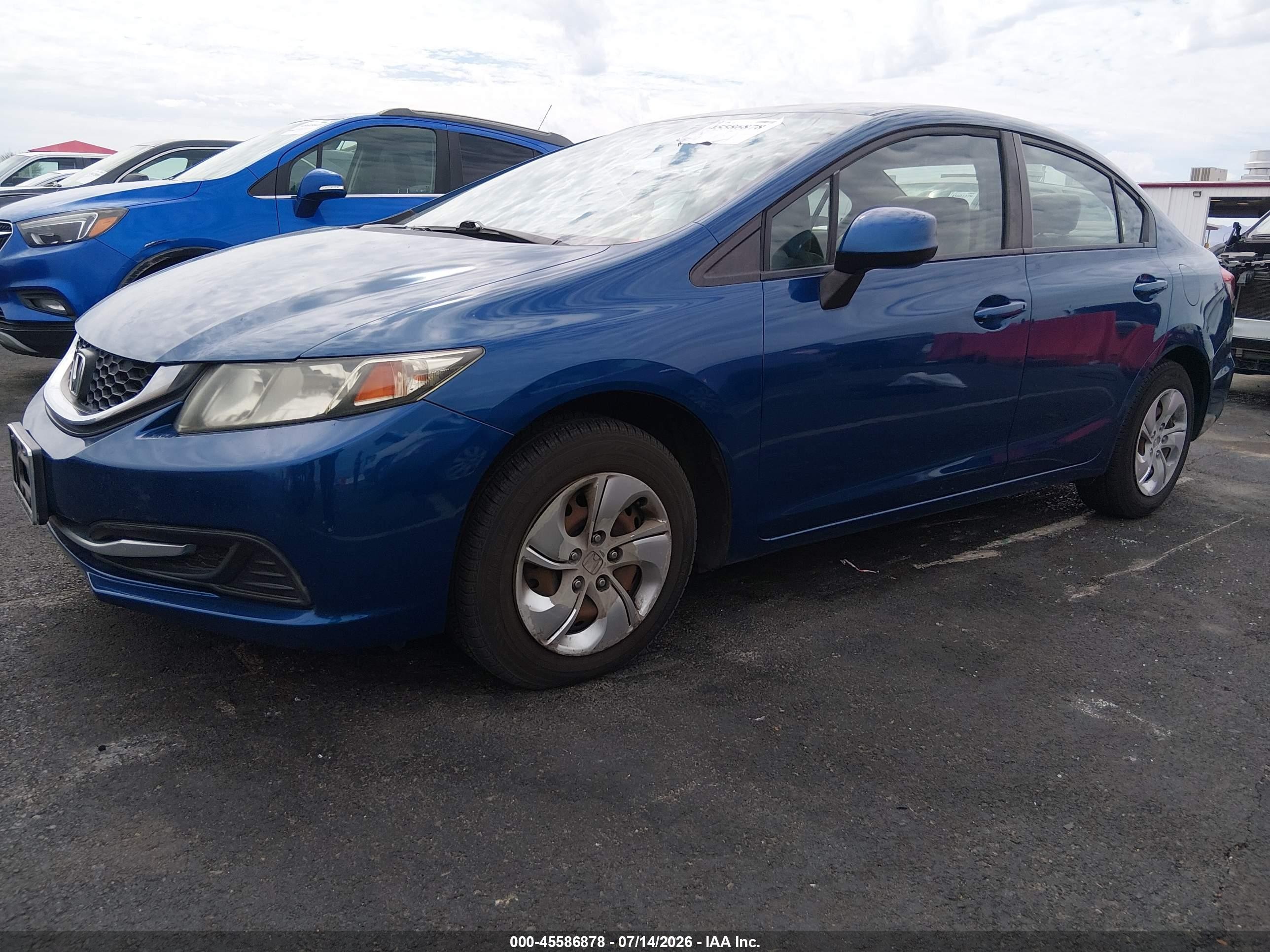 2013 Honda Civic Lx Blue vin: 2HGFB2F52DH546515