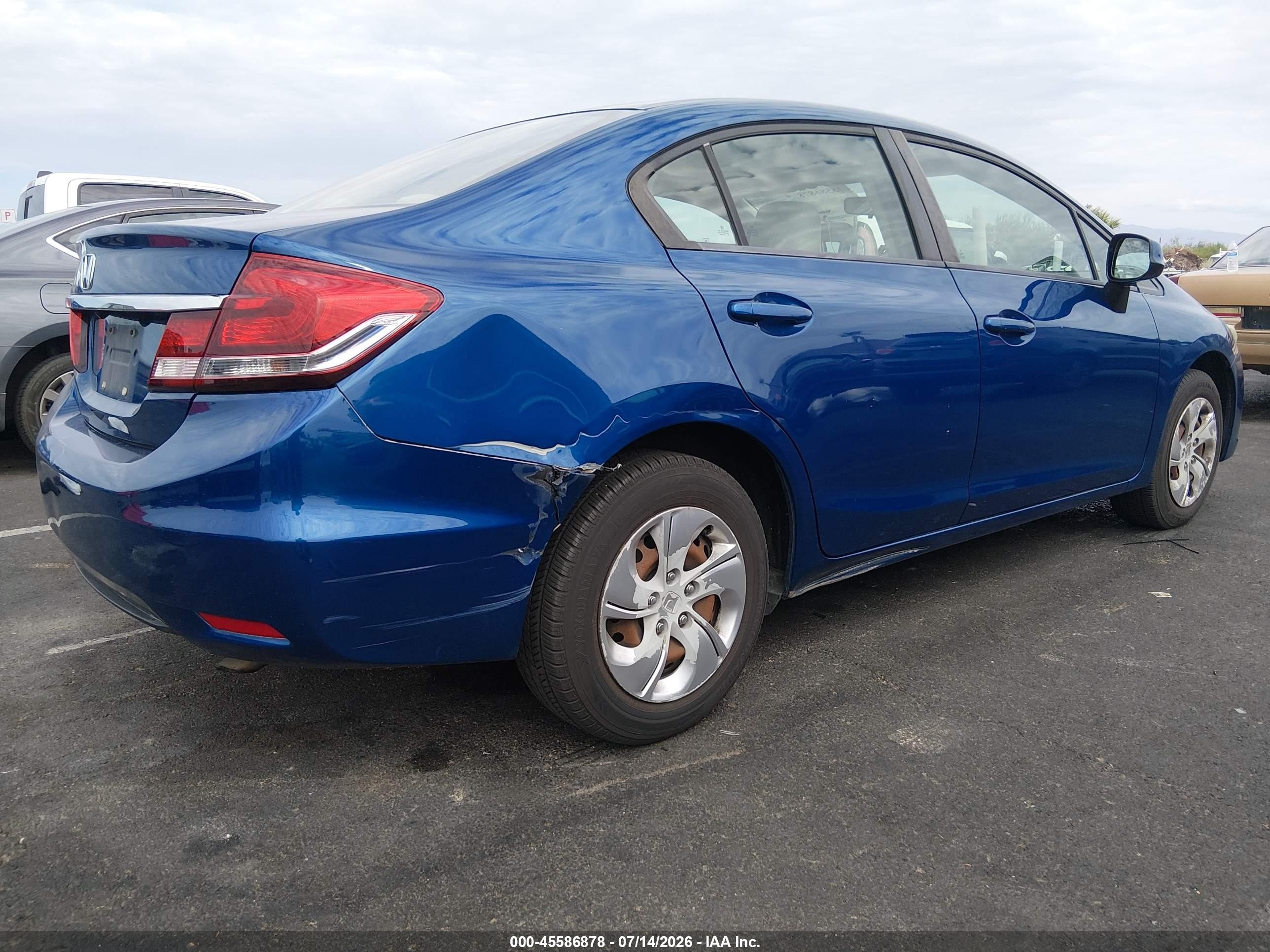 2013 Honda Civic Lx Blue vin: 2HGFB2F52DH546515