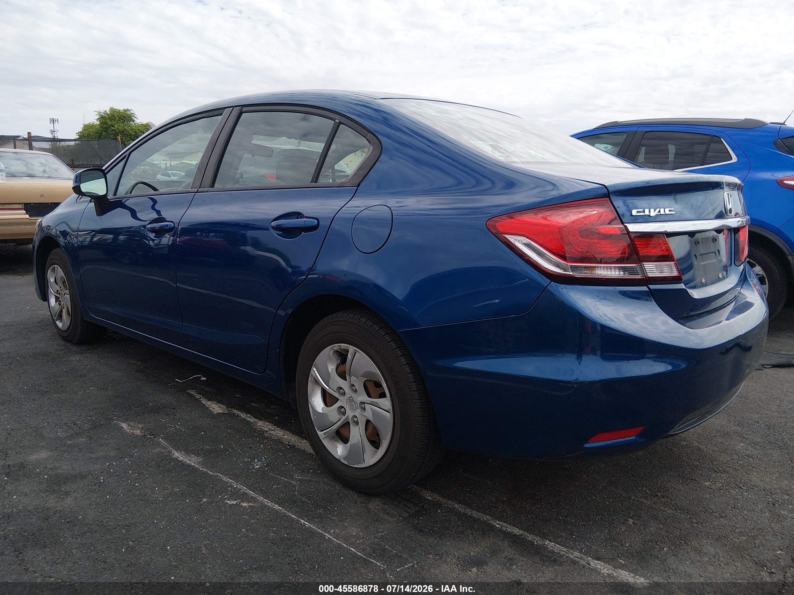 2013 Honda Civic Lx Blue vin: 2HGFB2F52DH546515
