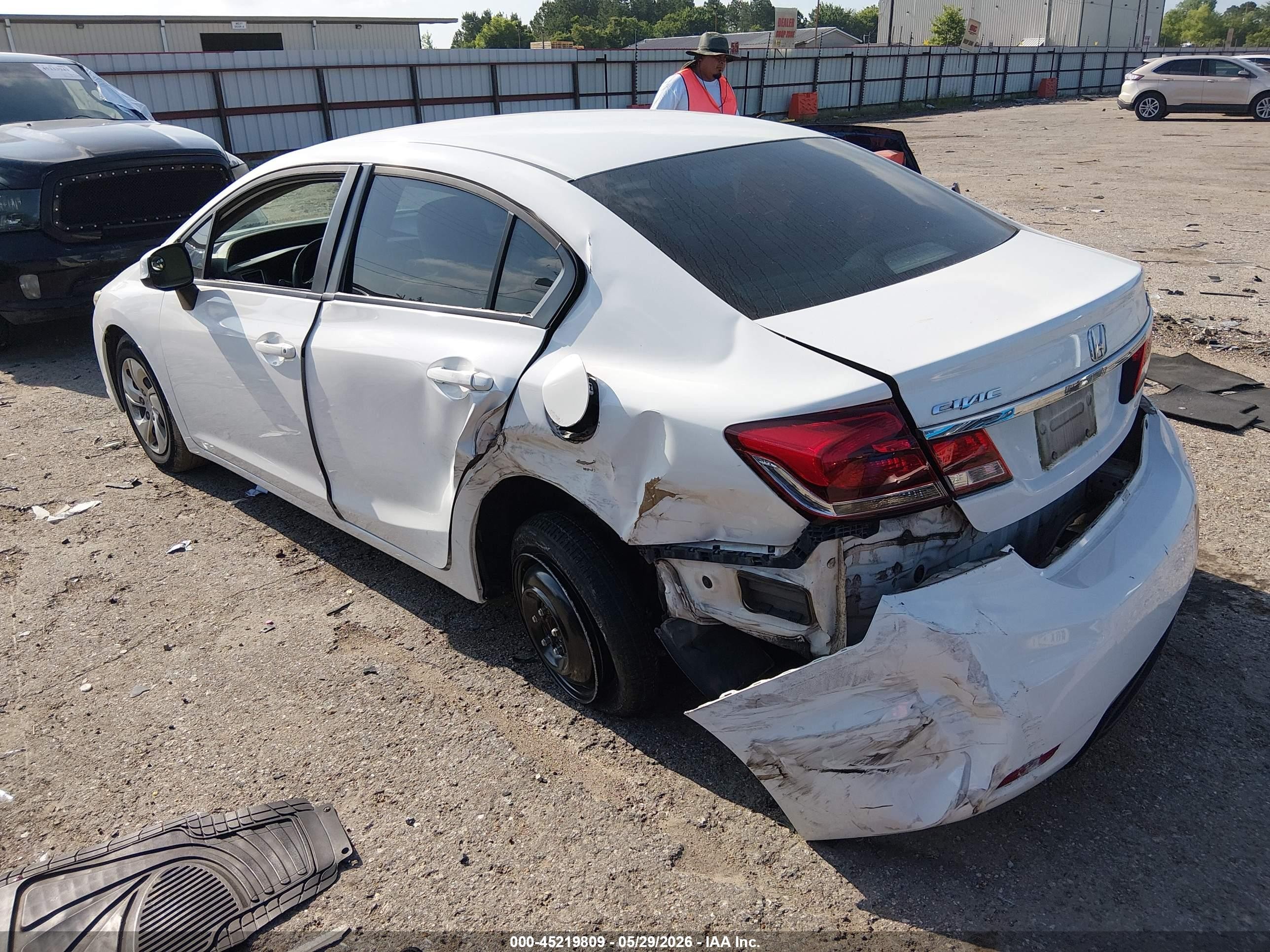 2013 Honda Civic Lx White vin: 2HGFB2F52DH573990