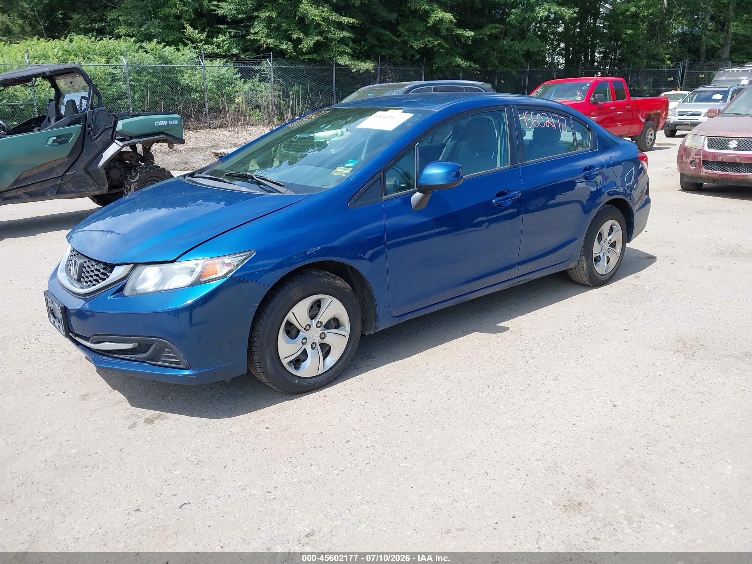 2013 Honda Civic Lx Blue vin: 2HGFB2F52DH577425
