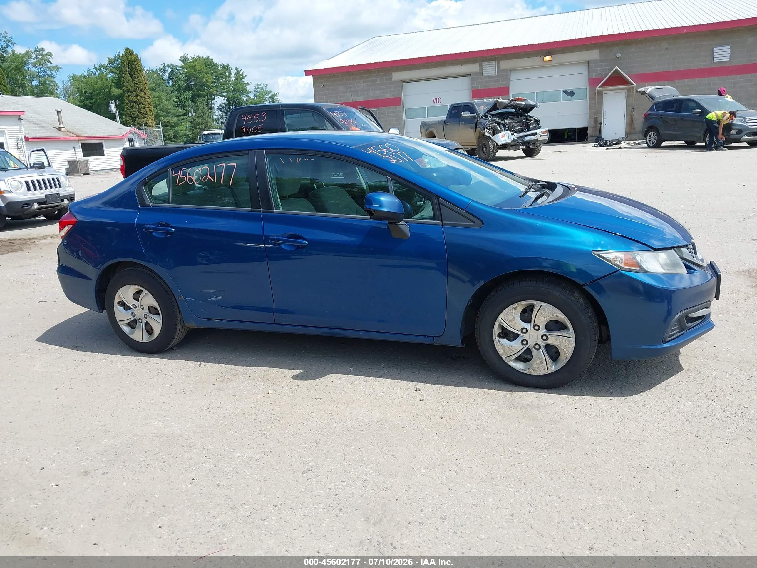 2013 Honda Civic Lx Blue vin: 2HGFB2F52DH577425