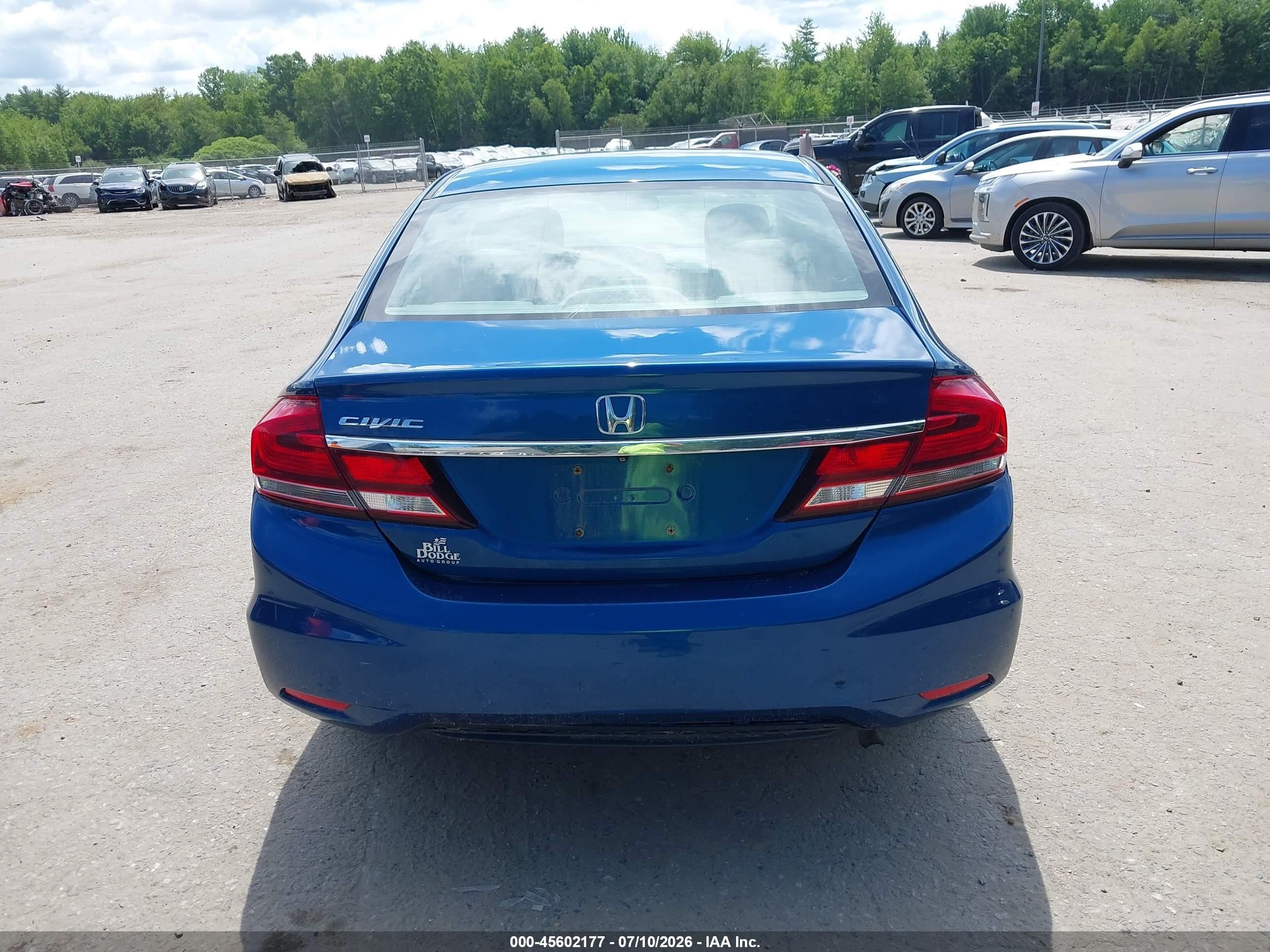 2013 Honda Civic Lx Blue vin: 2HGFB2F52DH577425