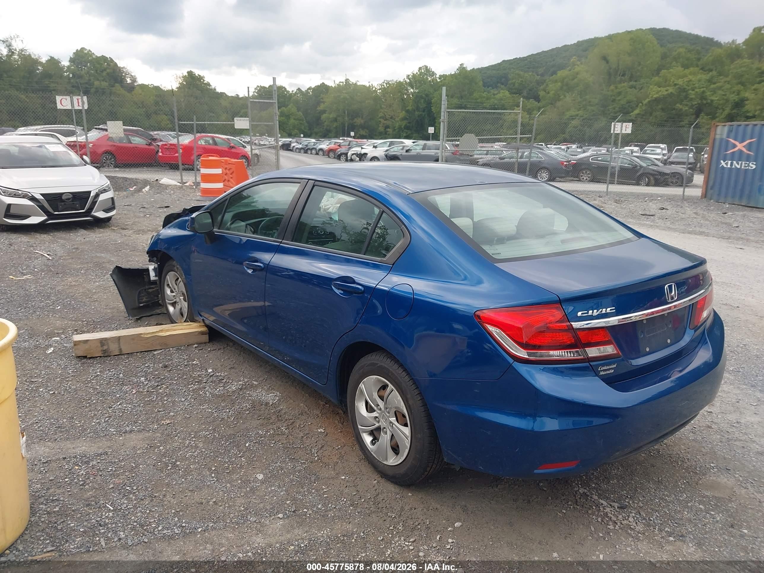 2013 Honda Civic Lx Blue vin: 2HGFB2F52DH593477