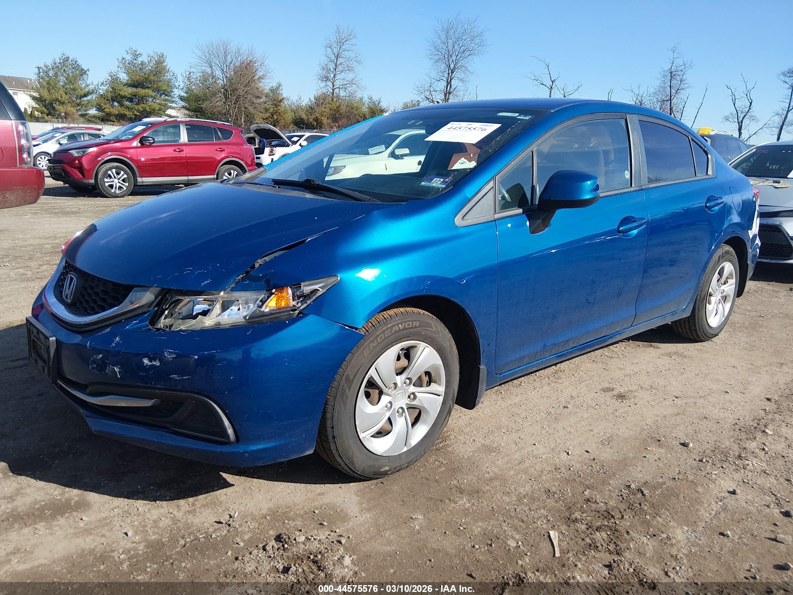 2013 Honda Civic Lx Blue vin: 2HGFB2F52DH596637