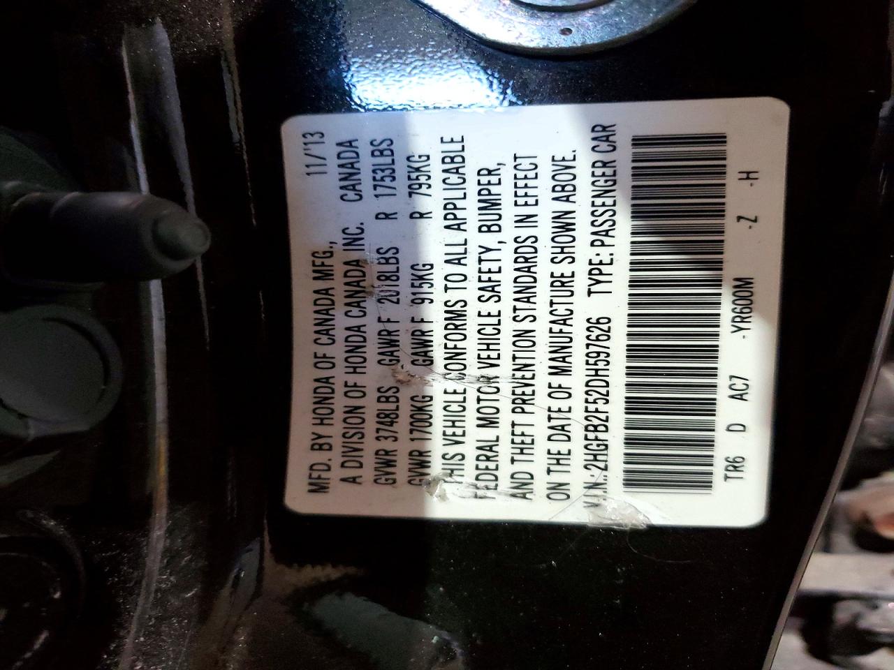 2013 Honda Civic Lx Brown vin: 2HGFB2F52DH597626