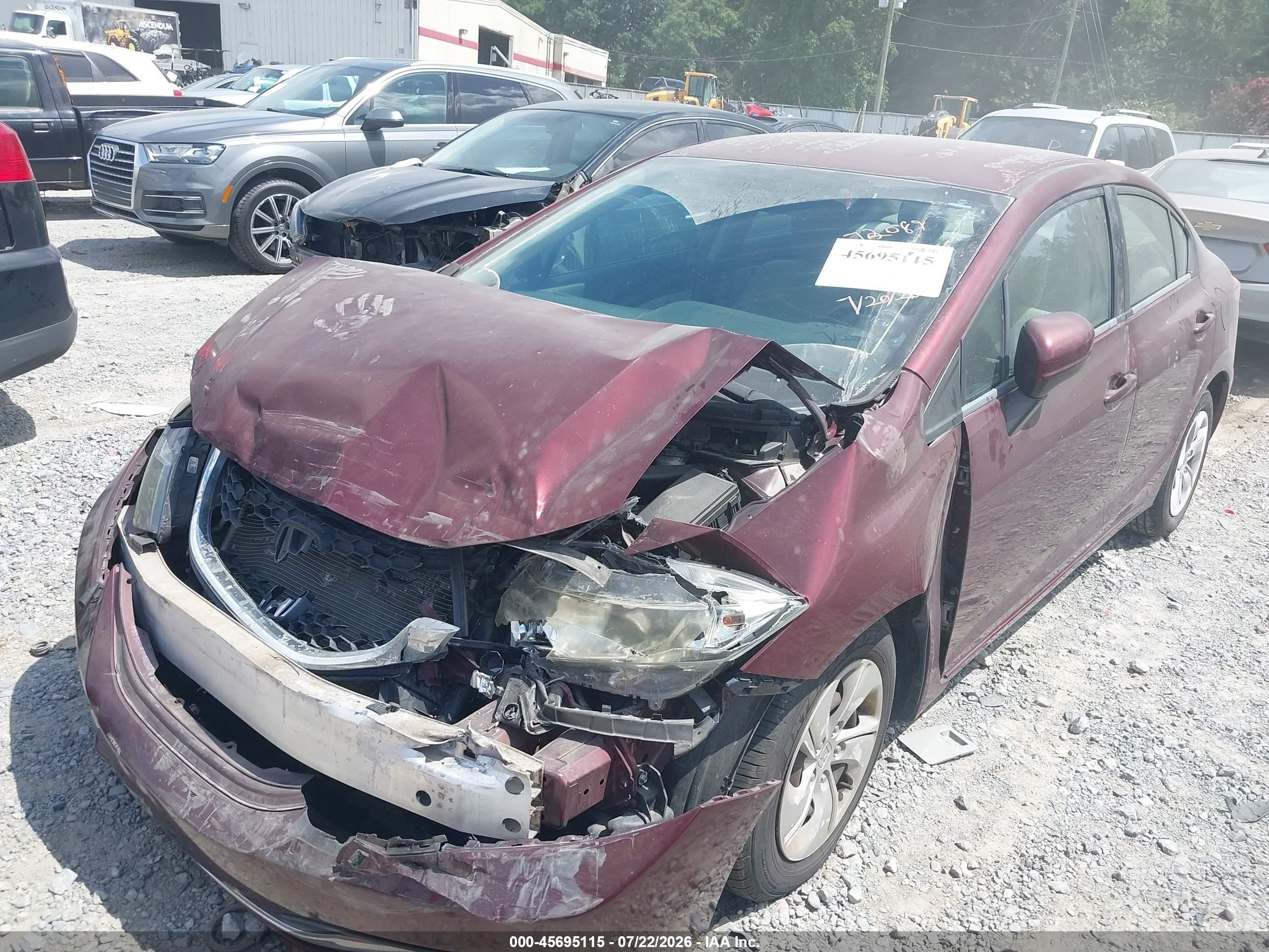 2014 Honda Civic Lx Burgundy vin: 2HGFB2F52EH525116