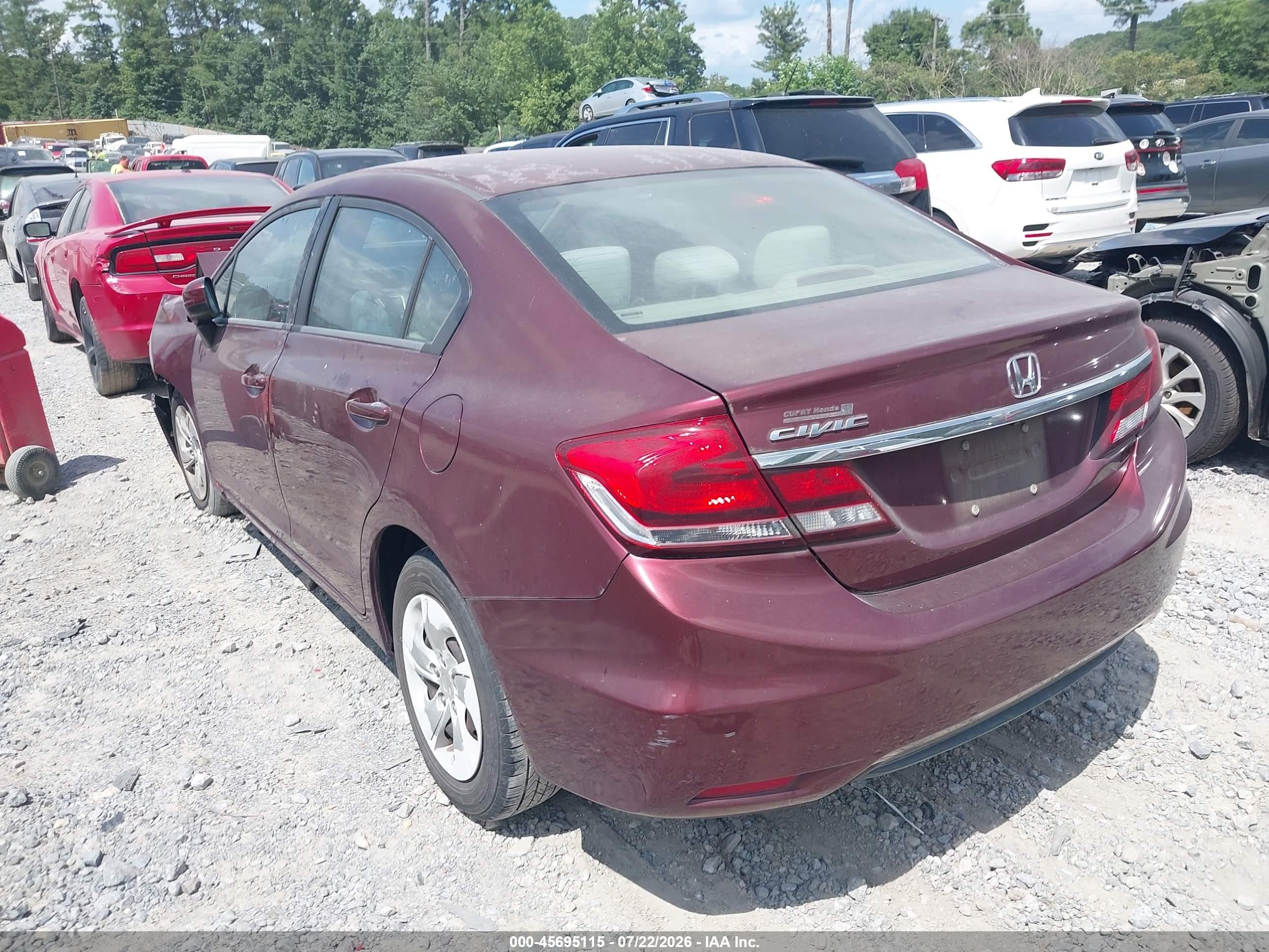 2014 Honda Civic Lx Burgundy vin: 2HGFB2F52EH525116