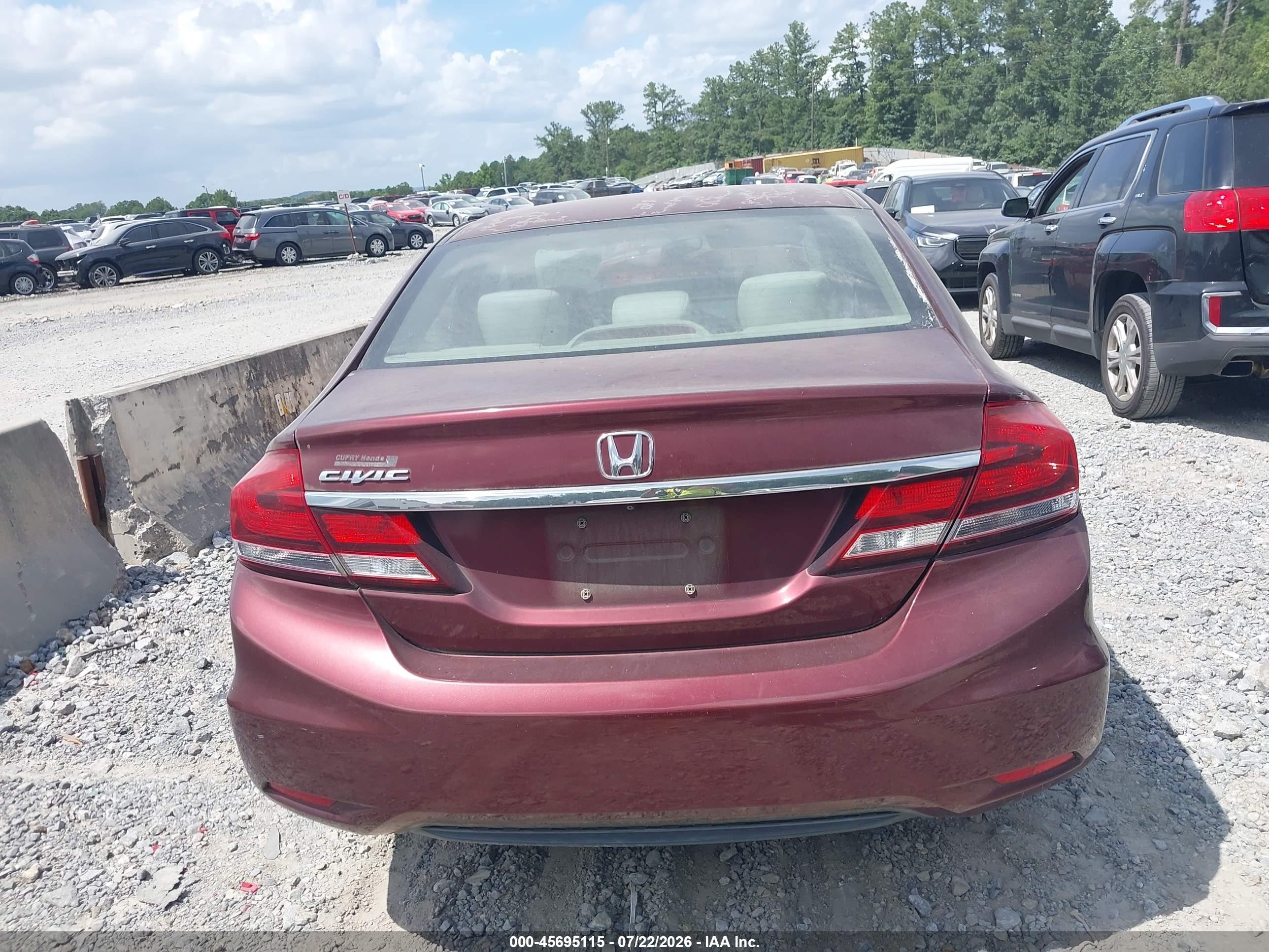 2014 Honda Civic Lx Burgundy vin: 2HGFB2F52EH525116