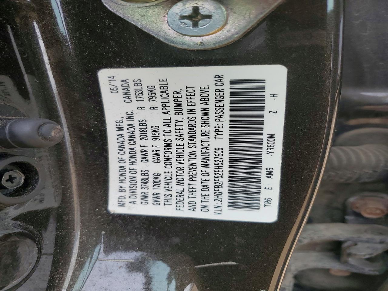 2014 Honda Civic Lx Brown vin: 2HGFB2F52EH527609
