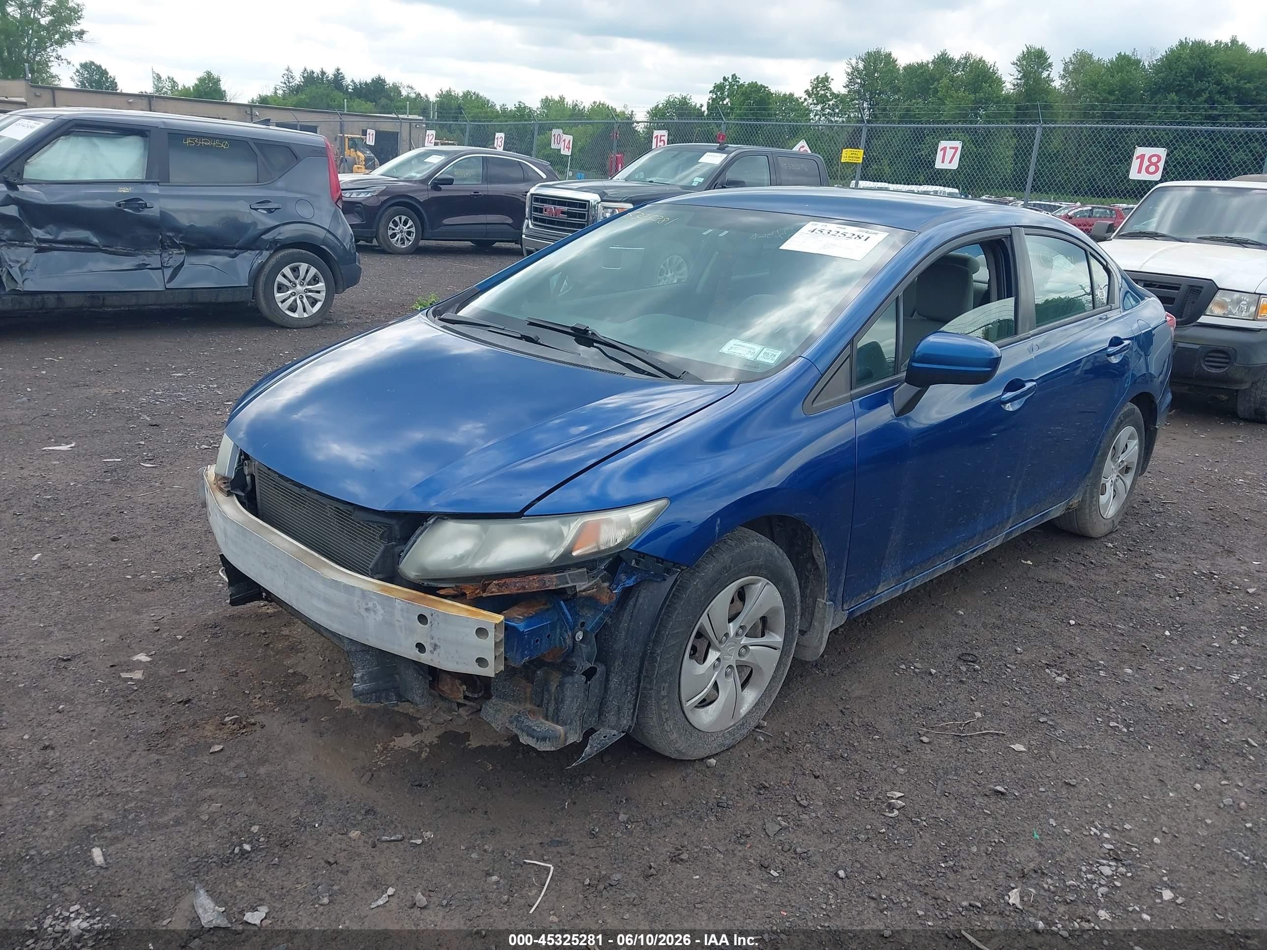 2014 Honda Civic Lx Blue vin: 2HGFB2F52EH530977