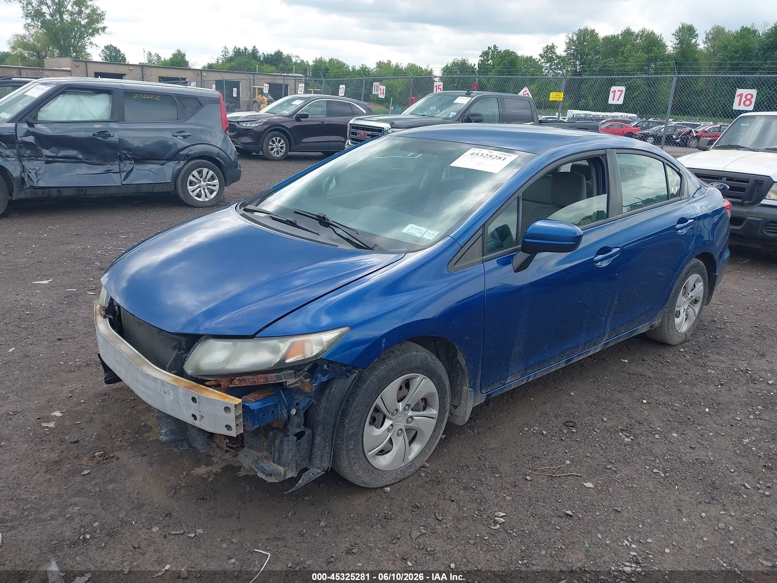 2014 Honda Civic Lx Blue vin: 2HGFB2F52EH530977