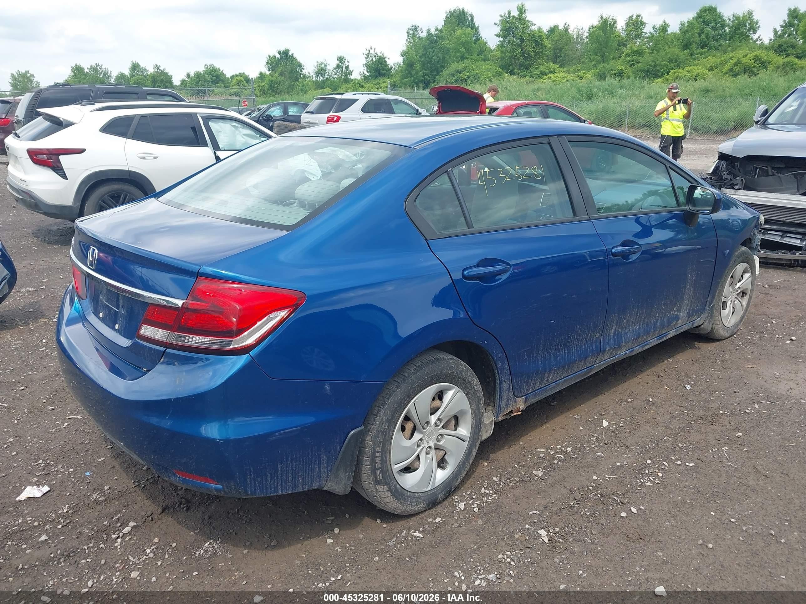 2014 Honda Civic Lx Blue vin: 2HGFB2F52EH530977